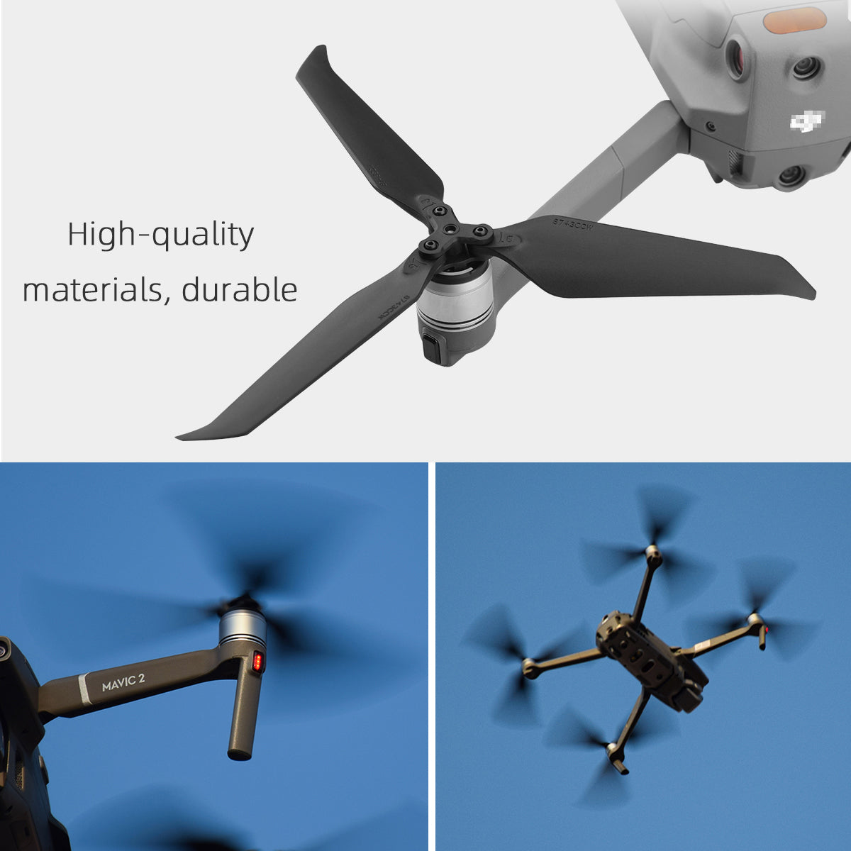 4 Pairs Low-Noise Nylon Three-Blade Propellers Drone Accessories for DJI Mavic 2 8743F