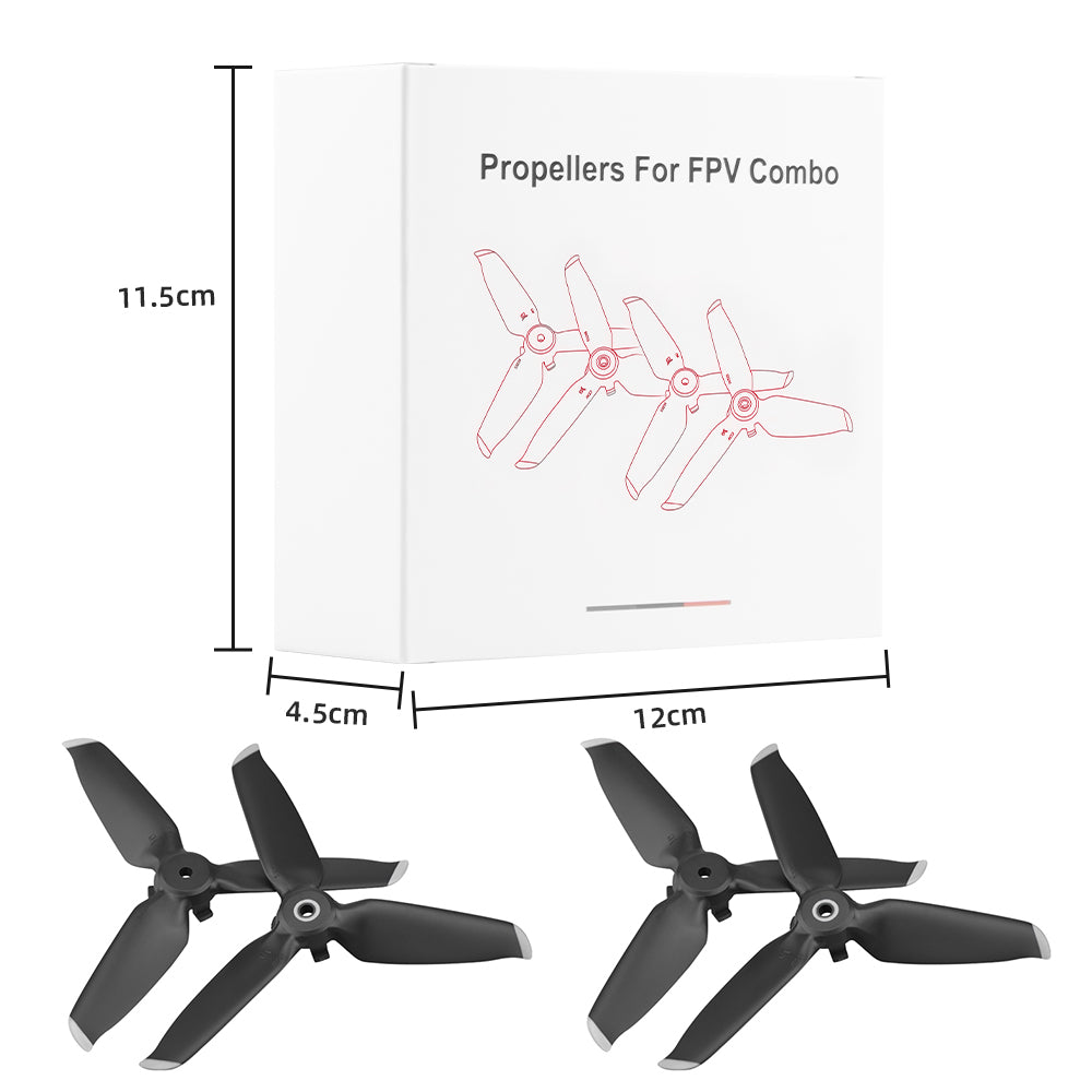 2 Pairs EWB8424_2 Replacement Propeller for DJI FPV Combo Drone Accessories - Silver Edge