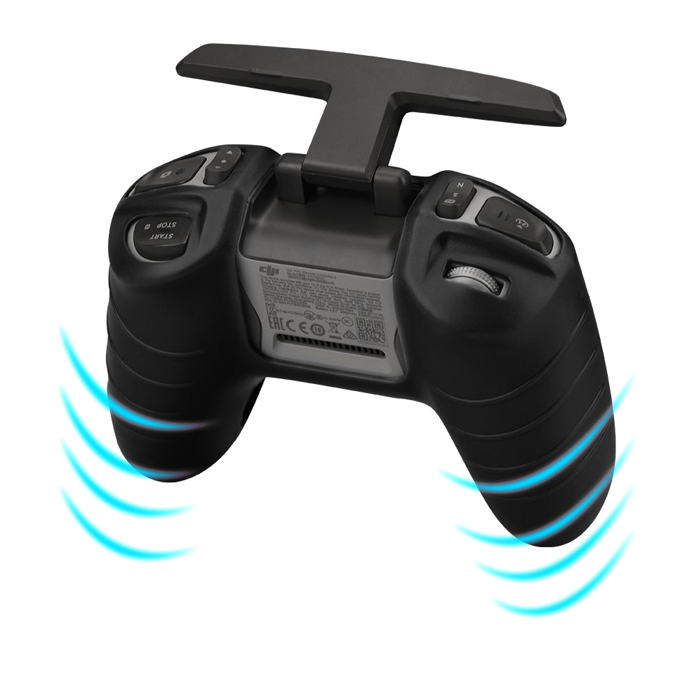 EWB8494_2+max2473 Soft Silicone Sleeve Anti-scratch Protective Cover with Lanyard for DJI FPV Combo Remote Controller - Black+Blue