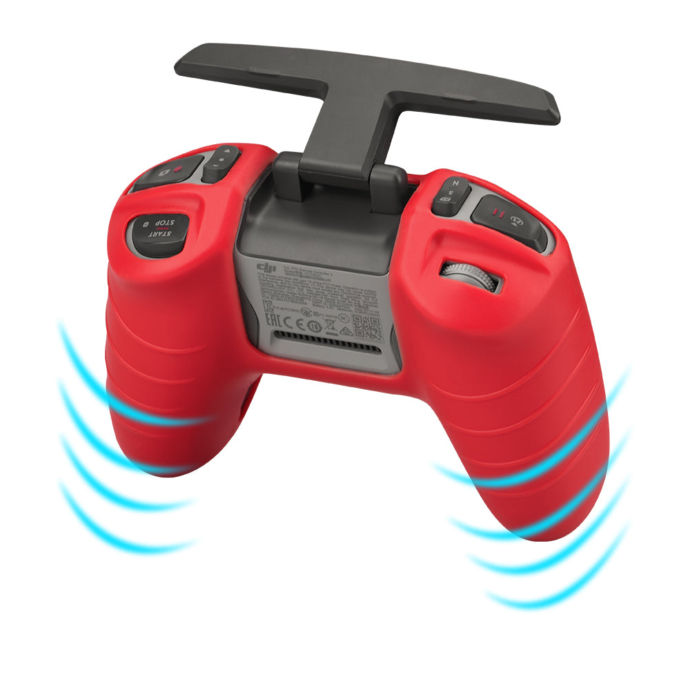 EWB8494_2+max2473 Soft Silicone Sleeve Anti-scratch Protective Cover with Lanyard for DJI FPV Combo Remote Controller - Red+Blue