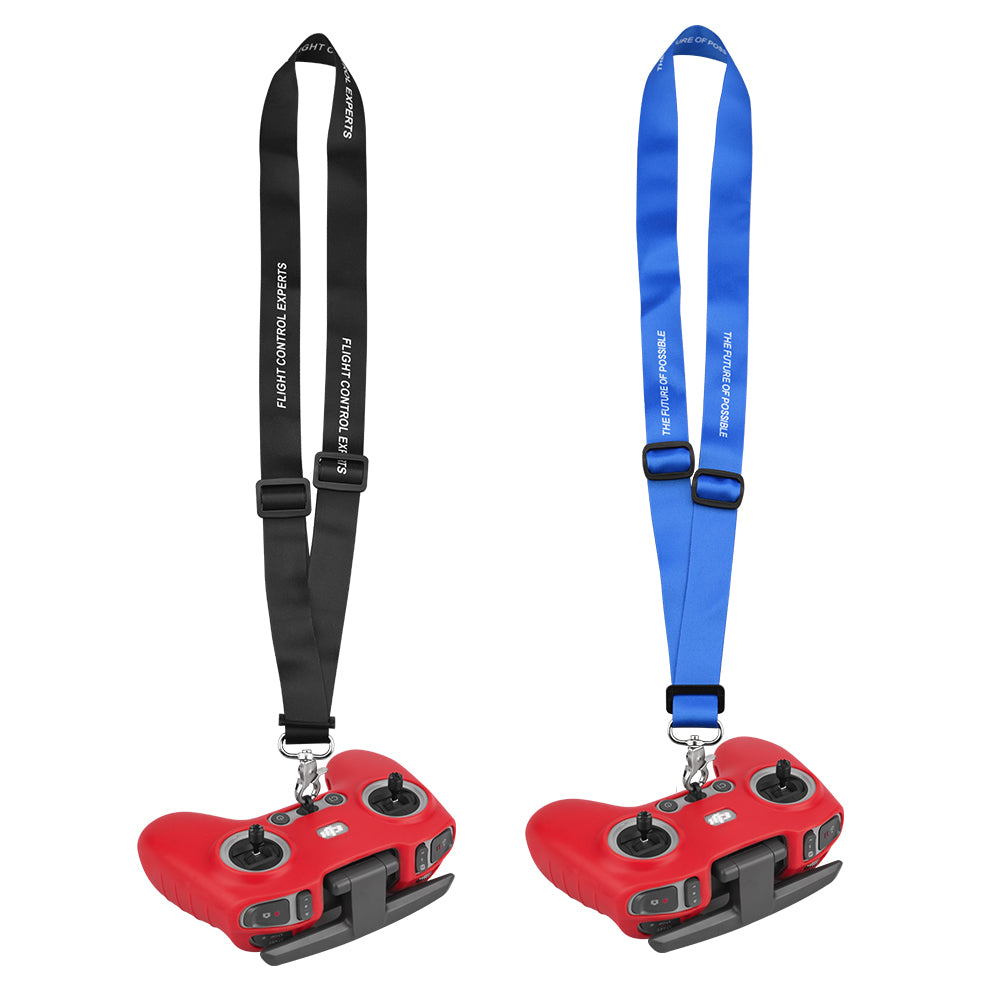 EWB8494_2+max2473 Soft Silicone Sleeve Anti-scratch Protective Cover with Lanyard for DJI FPV Combo Remote Controller - Red+Blue