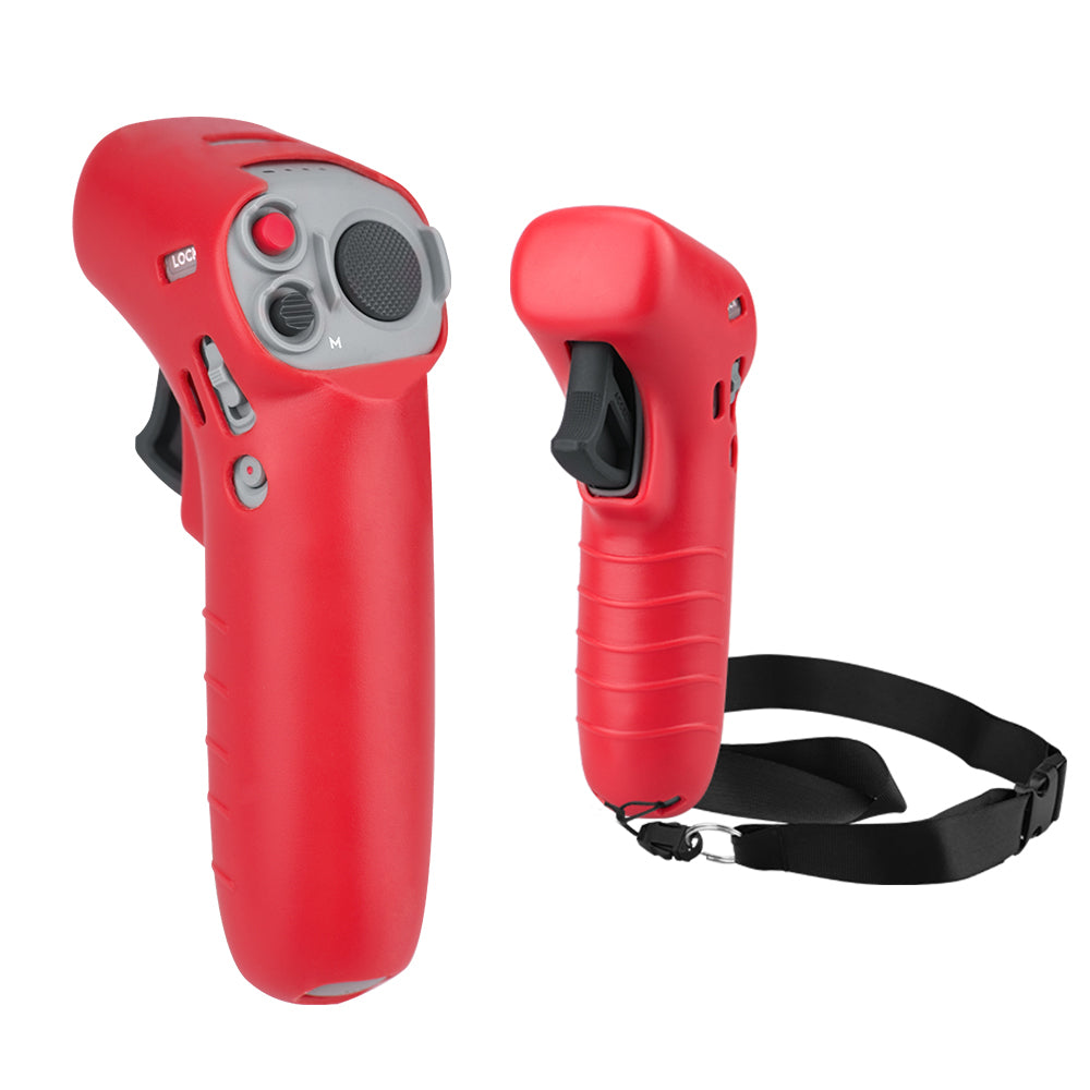 EWB8493_1+FL7395 Anti-scratch Silicone Sleeve Protective Cover with Lanyard for DJI FPV Combo Motion Controller - Red+Black