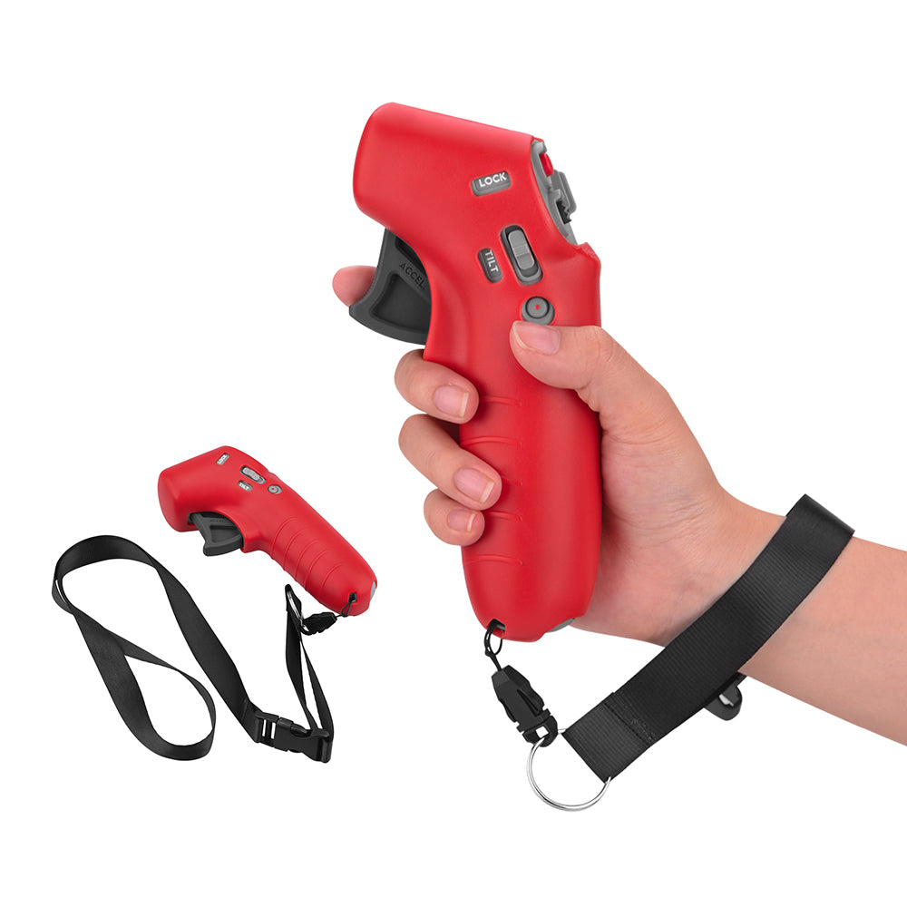 EWB8493_1+FL7395 Anti-scratch Silicone Sleeve Protective Cover with Lanyard for DJI FPV Combo Motion Controller - Red+Black