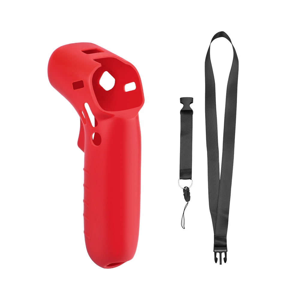 EWB8493_1+FL7395 Anti-scratch Silicone Sleeve Protective Cover with Lanyard for DJI FPV Combo Motion Controller - Red+Black