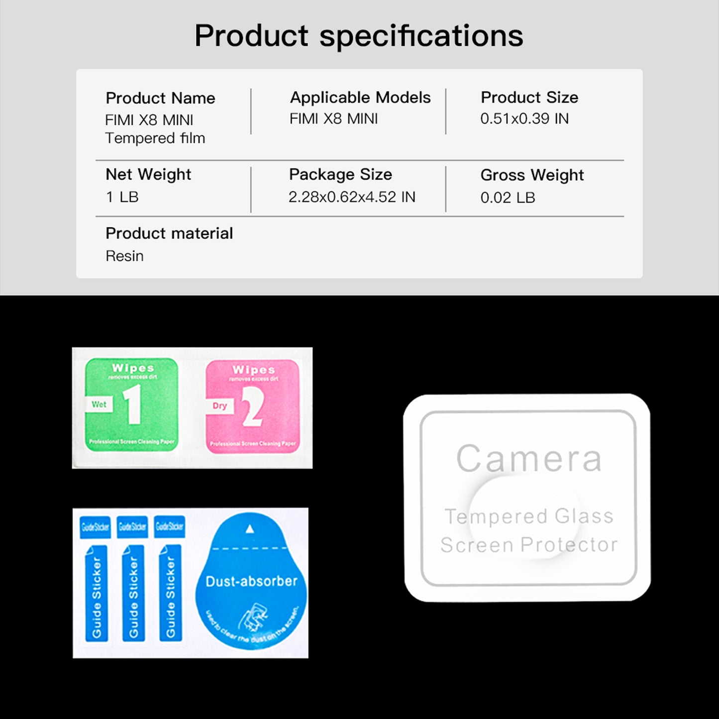 RCSTQ HD Screen Protector for FIMI X8 Mini Anti-Scratch Tempered Glass Lens Film