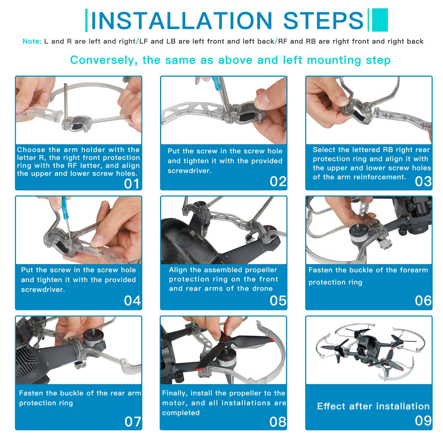 RCSTQ Propeller Guard with Anti-collision Rings Arm Bracers for DJI FPV Drone