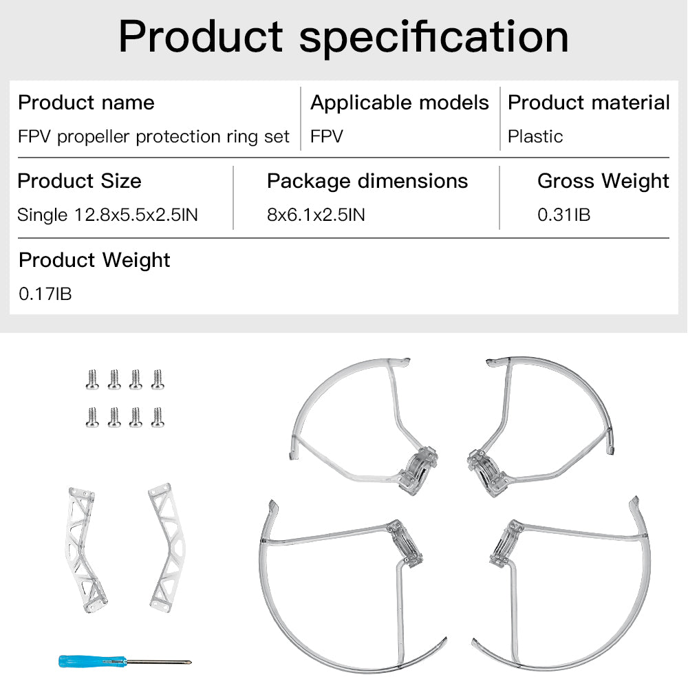 RCSTQ Propeller Guard with Anti-collision Rings Arm Bracers for DJI FPV Drone