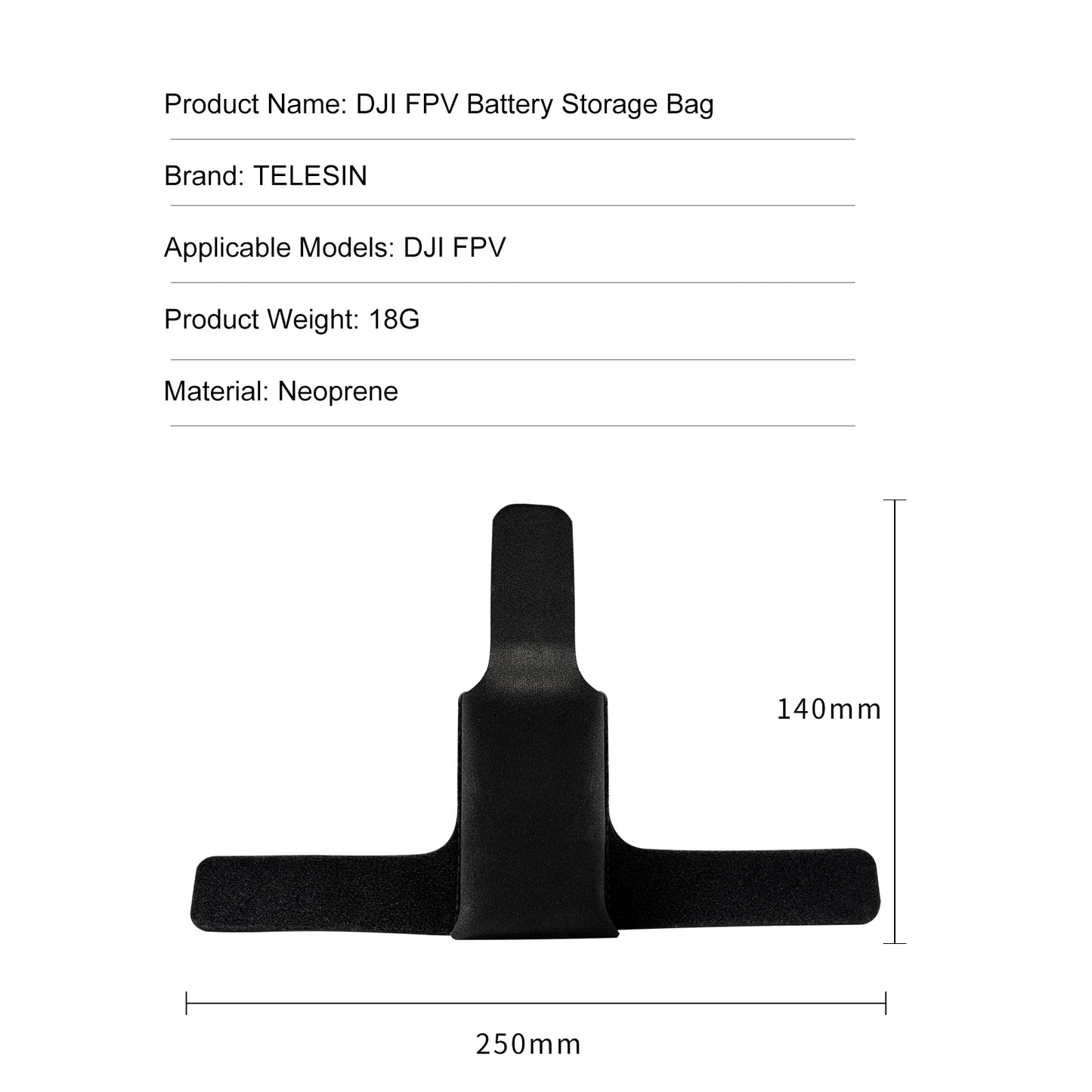 TELESIN TE-CEB-002 Portable Headband Battery Storage Bag Head Strap Battery Holder Pouch for DJI FPV Goggles