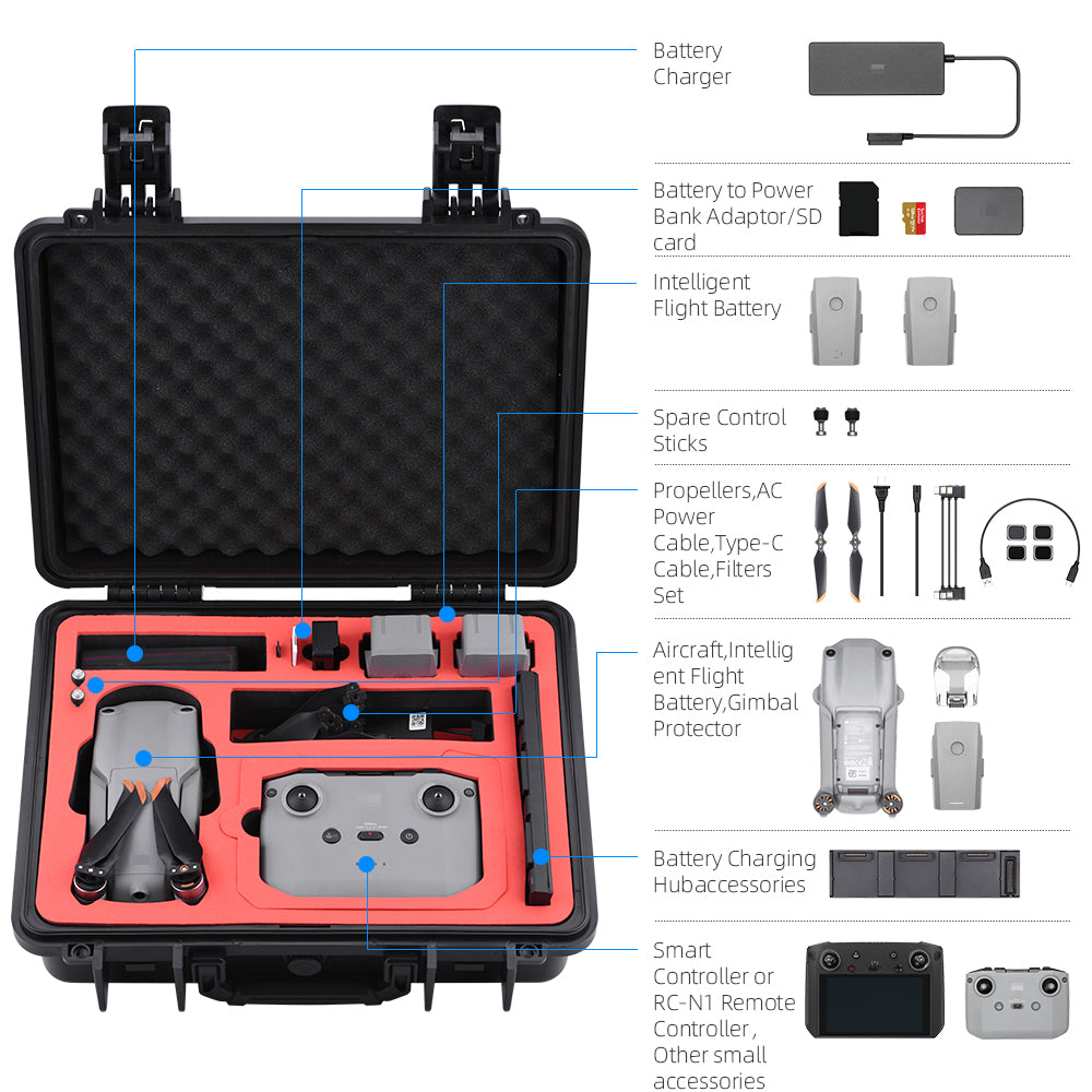 HEIYRC CSG080 Waterproof Storage Box Explosion-proof Case Hard Shell Handbag Carrying Case for DJI Mavic Air 2/Air 2S