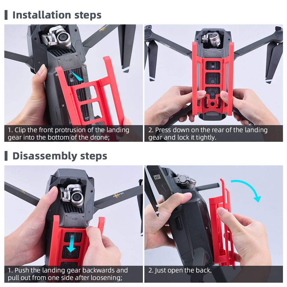 EWB8990 Foldable Drone Landing Gear Plastic Anti-fall Heightened Landing Stand for DJI Mavic Pro - Grey