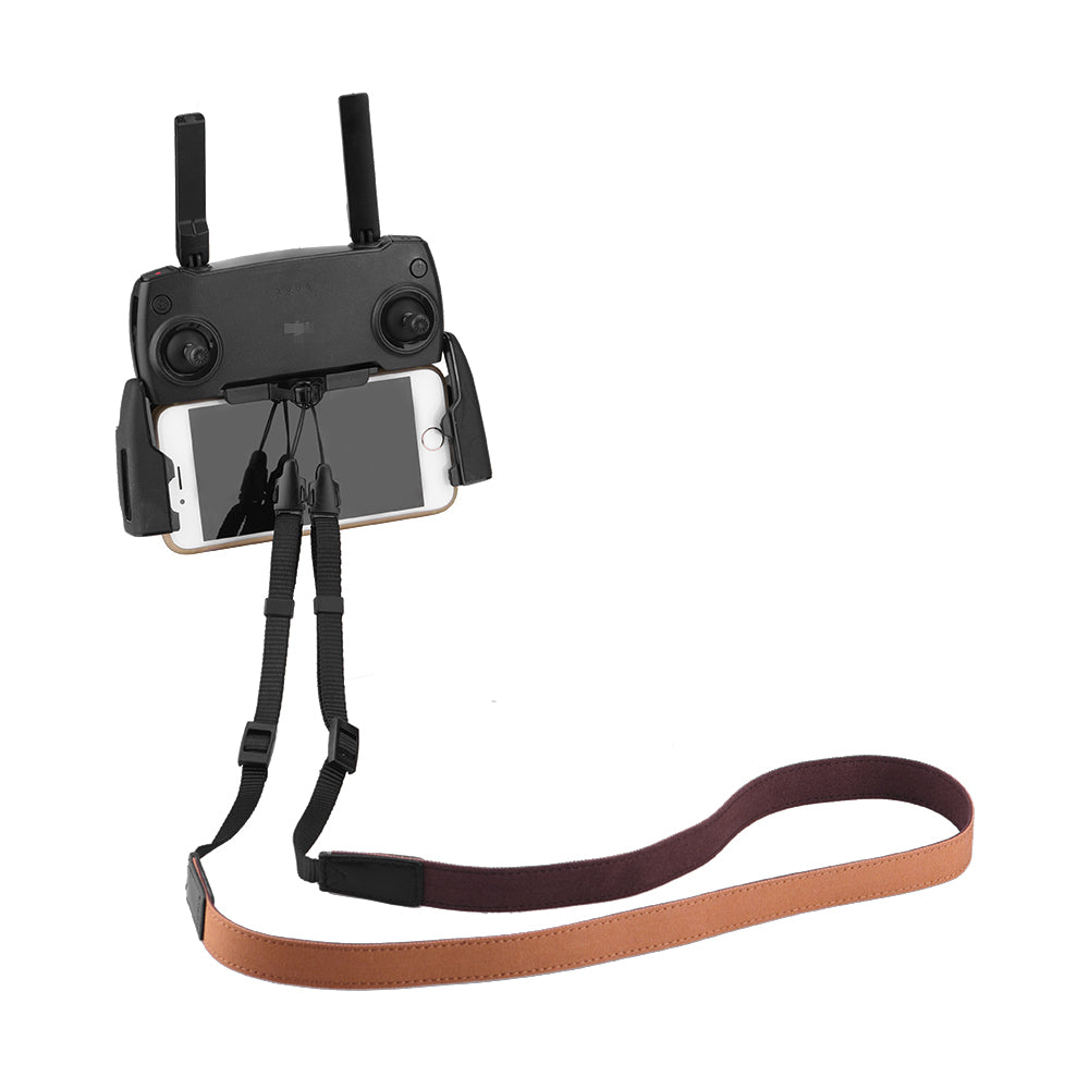 ZZCP8767 For DJI Mavic 2/Pro/Mini/Air/Spark Remote Control Lanyard Neck Strap with Bracket - Brown