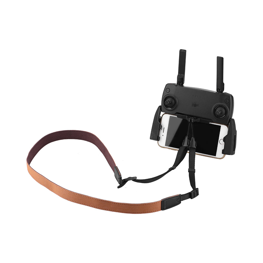 ZZCP8767 For DJI Mavic 2/Pro/Mini/Air/Spark Remote Control Lanyard Neck Strap with Bracket - Brown
