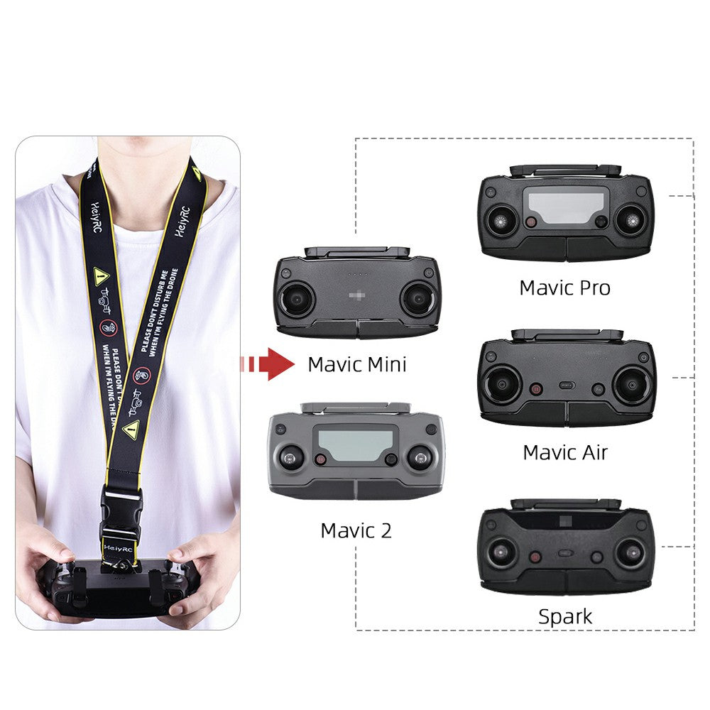 ZZCP8768 Lanyard Neck Strap with Hook Bracket for DJI Mavic 2/Pro/Mini/Air/Spark Remote Control - Black/Red Edge