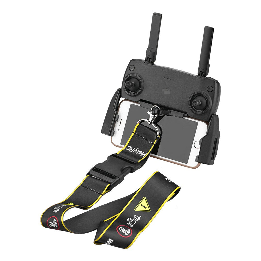 ZZCP8768 Lanyard Neck Strap with Hook Bracket for DJI Mavic 2/Pro/Mini/Air/Spark Remote Control - Black/Yellow Edge