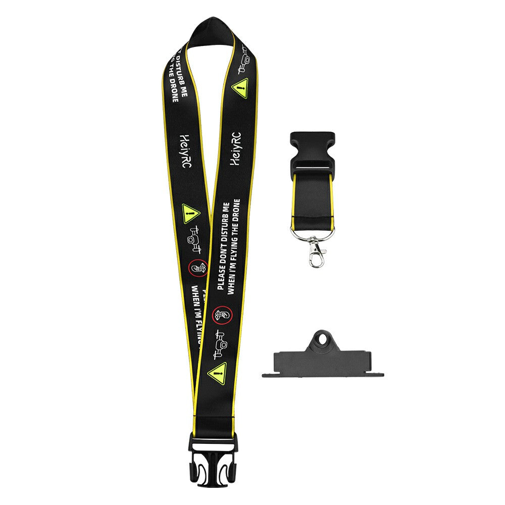 ZZCP8768 Lanyard Neck Strap with Hook Bracket for DJI Mavic 2/Pro/Mini/Air/Spark Remote Control - Black/Yellow Edge