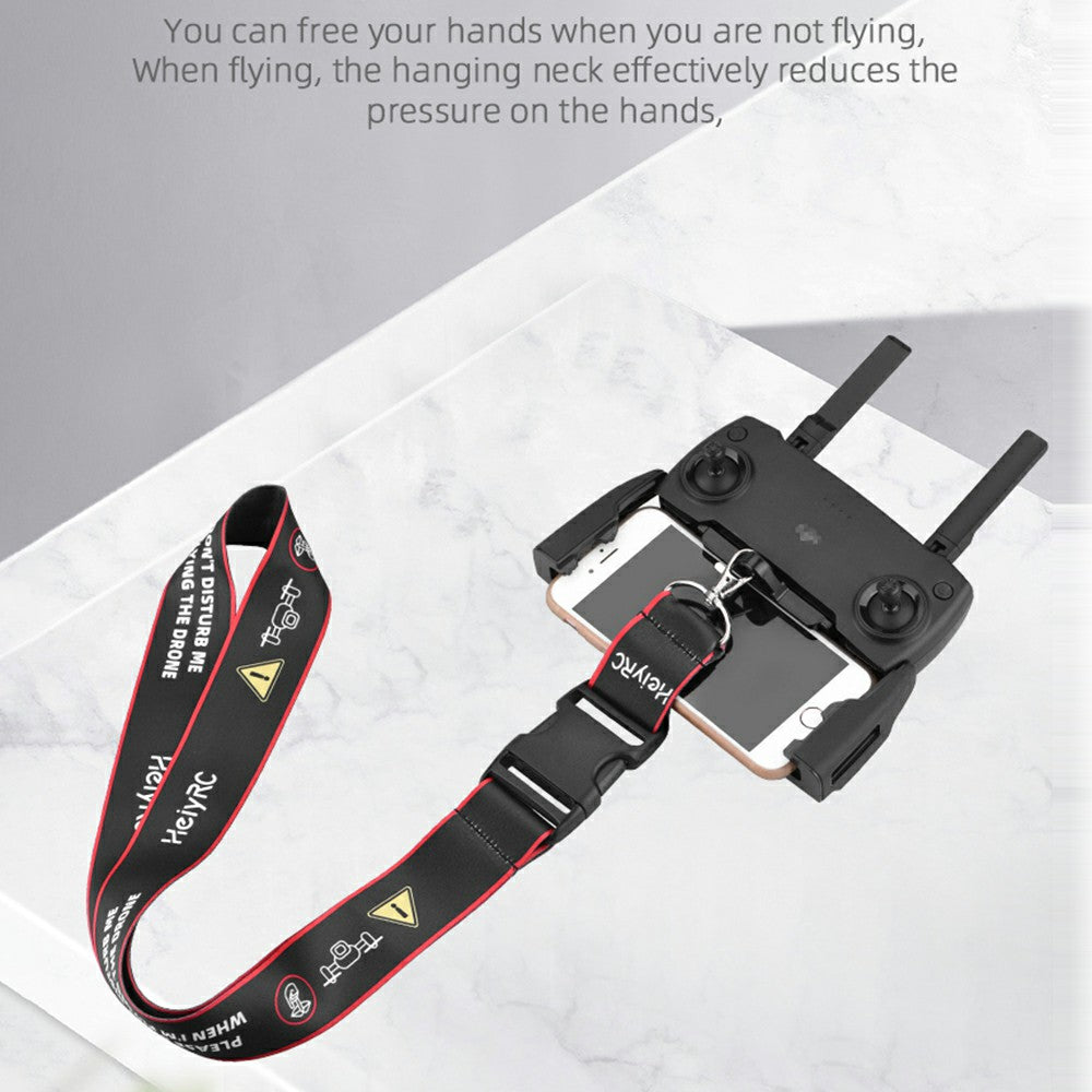 ZZCP8768 Lanyard Neck Strap with Hook Bracket for DJI Mavic 2/Pro/Mini/Air/Spark Remote Control - Black/Yellow Edge