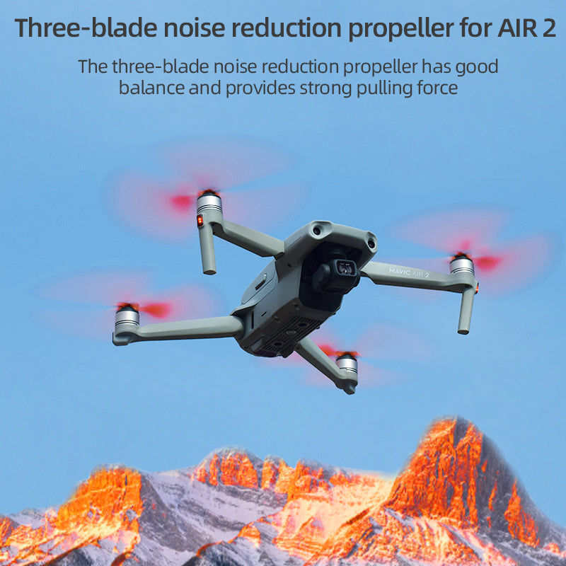 EWB9031 2 Pairs Quick Release Three-blade Propeller Noise Reduction Blade Propeller for DJI Mavic Air 2/Air 2S Drone - Red