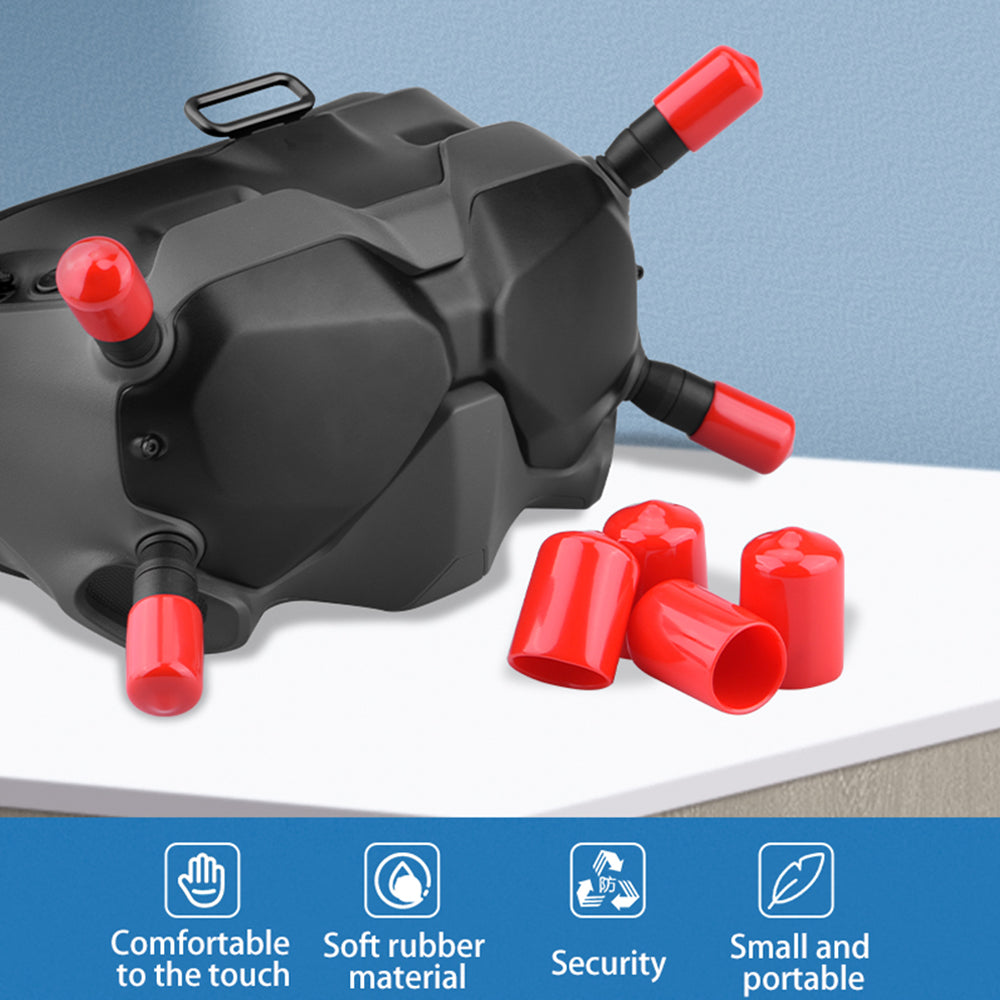 UTAIDU EWB8636 4Pcs/Set Antenna Cap Protective Cover Sleeve for DJI FPV Goggles - Black