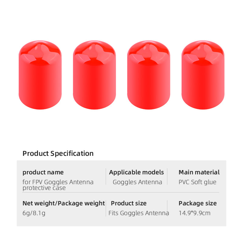 UTAIDU EWB8636 4Pcs/Set Antenna Cap Protective Cover Sleeve for DJI FPV Goggles - Black