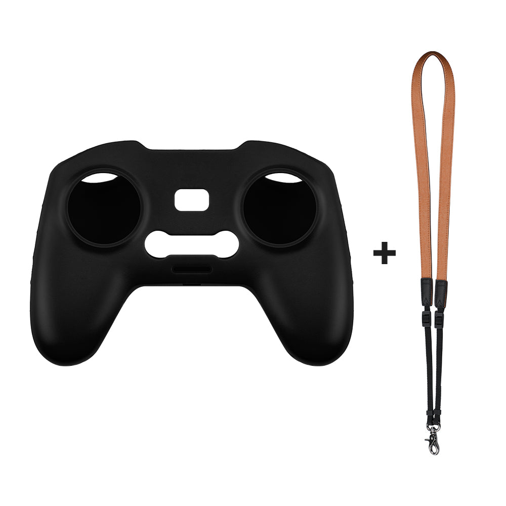 UTAIDU EWB8664_2+EWB8494_2 For DJI FPV Remote Control Lanyard Strap + Silicone Sleeve Protective Cover - Black