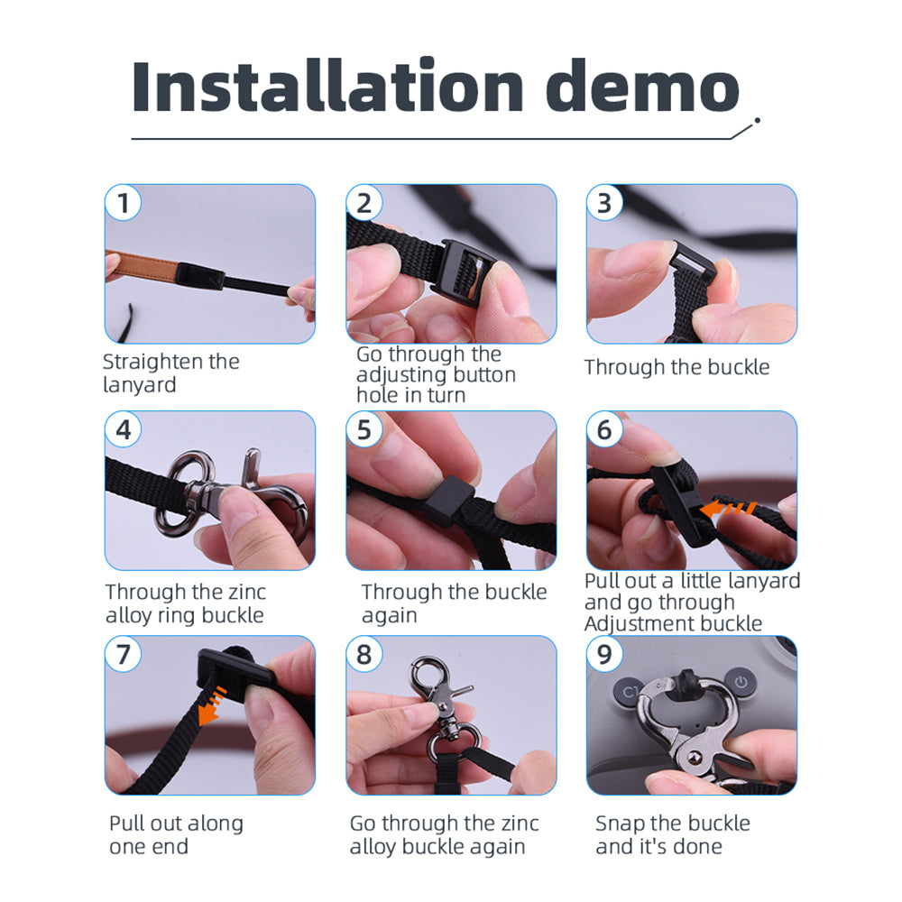 UTAIDU EWB8664_2+EWB8494_2 For DJI FPV Remote Control Lanyard Strap + Silicone Sleeve Protective Cover - Black