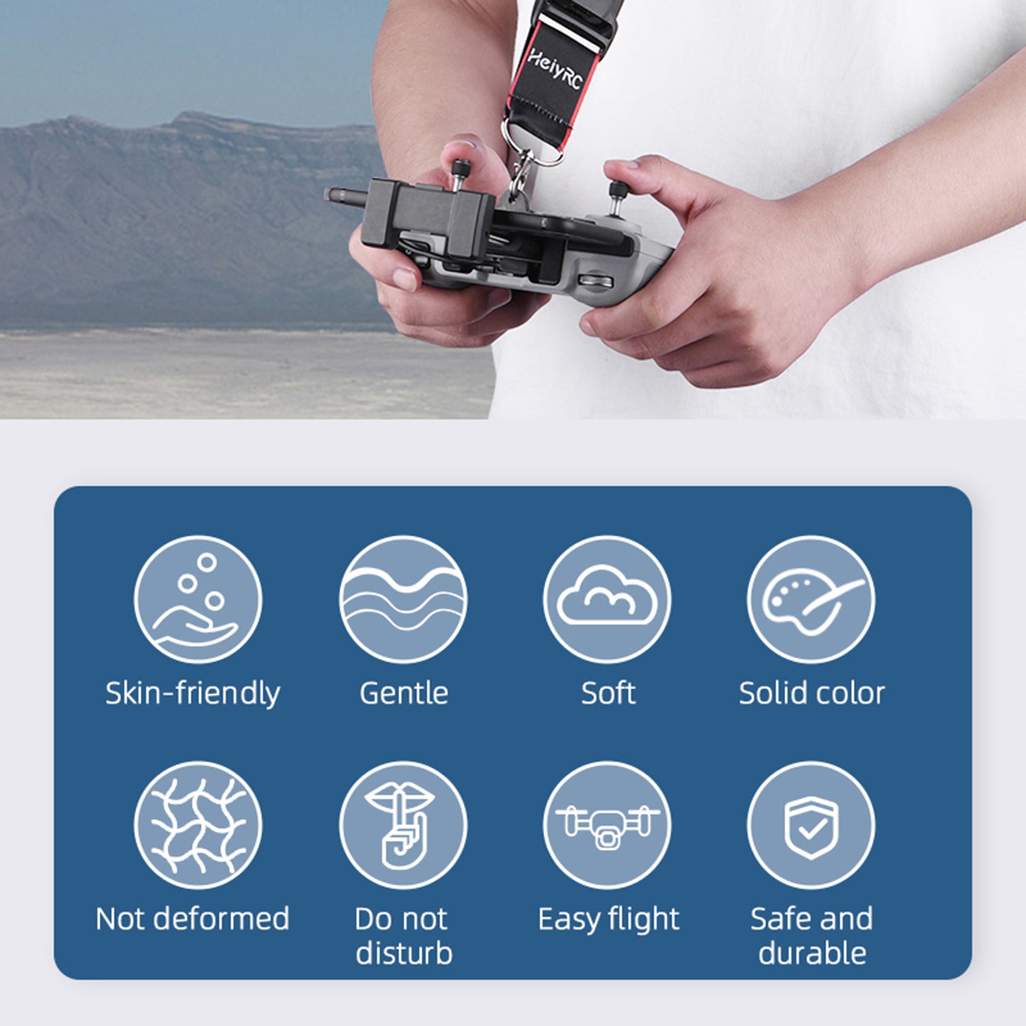 HEIYRC EWB8743 Adjustable Neck Strap Lanyard Shoulder Belt for DJI Mavic Air 2/Air 2S /Mini 2 RC-N1 Remote Controller - Black Red Edge