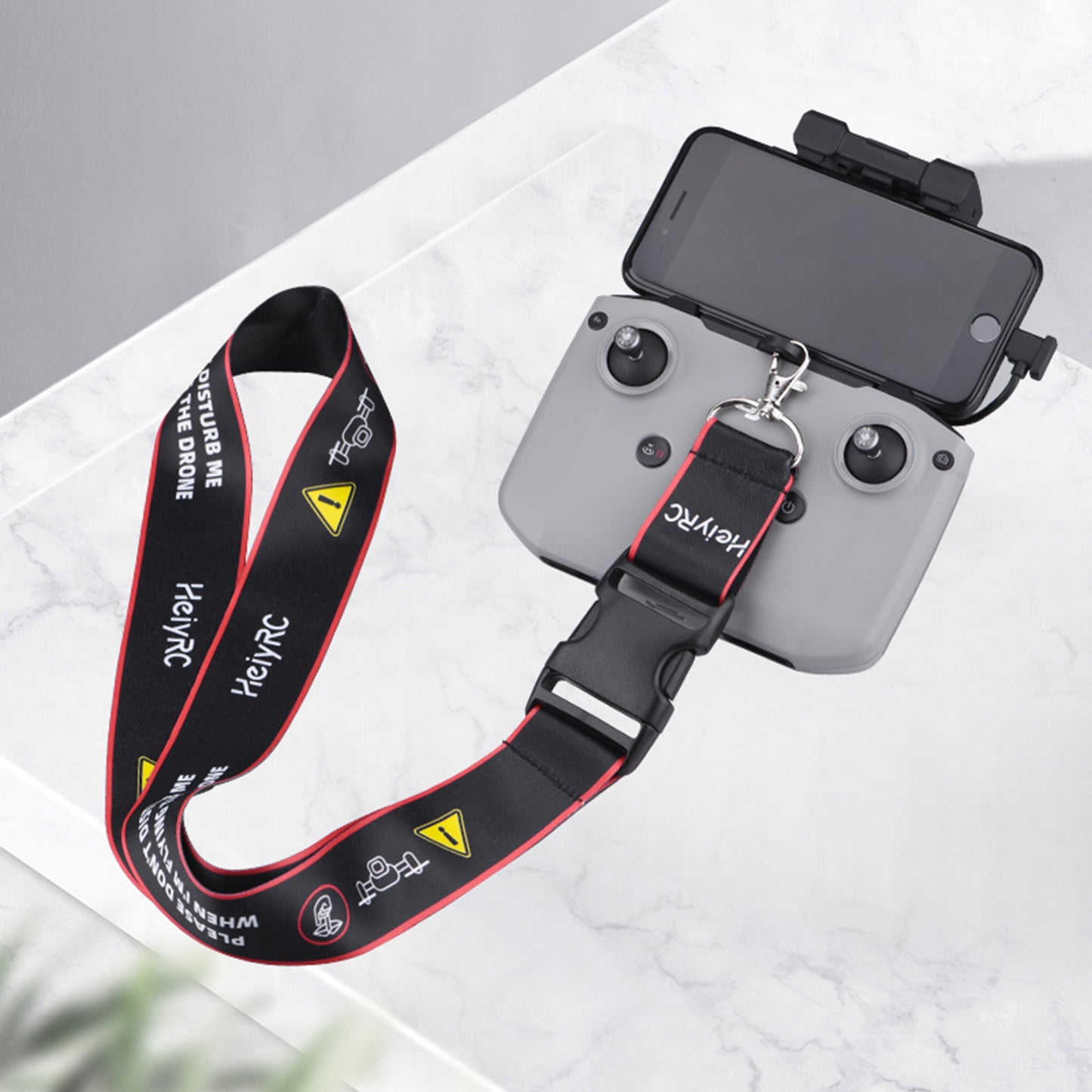 HEIYRC EWB8743 Adjustable Neck Strap Lanyard Shoulder Belt for DJI Mavic Air 2/Air 2S /Mini 2 RC-N1 Remote Controller - Black Red Edge