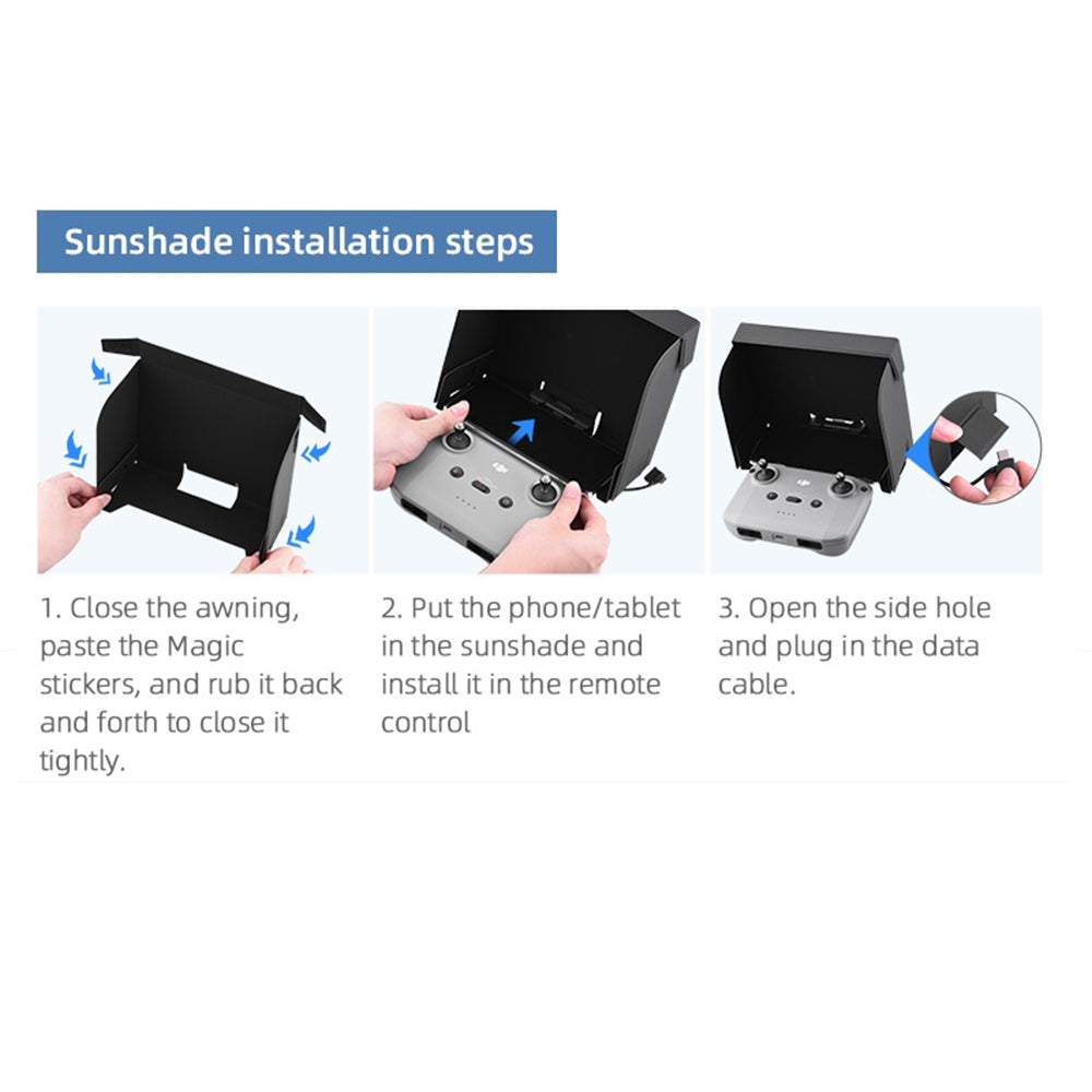 EWB8651+EWB8650 Remote Control Support + 8-inch Monitor Sun Hood Sunshade for DJI Mavic Air 2/Air 2S/Mini 2