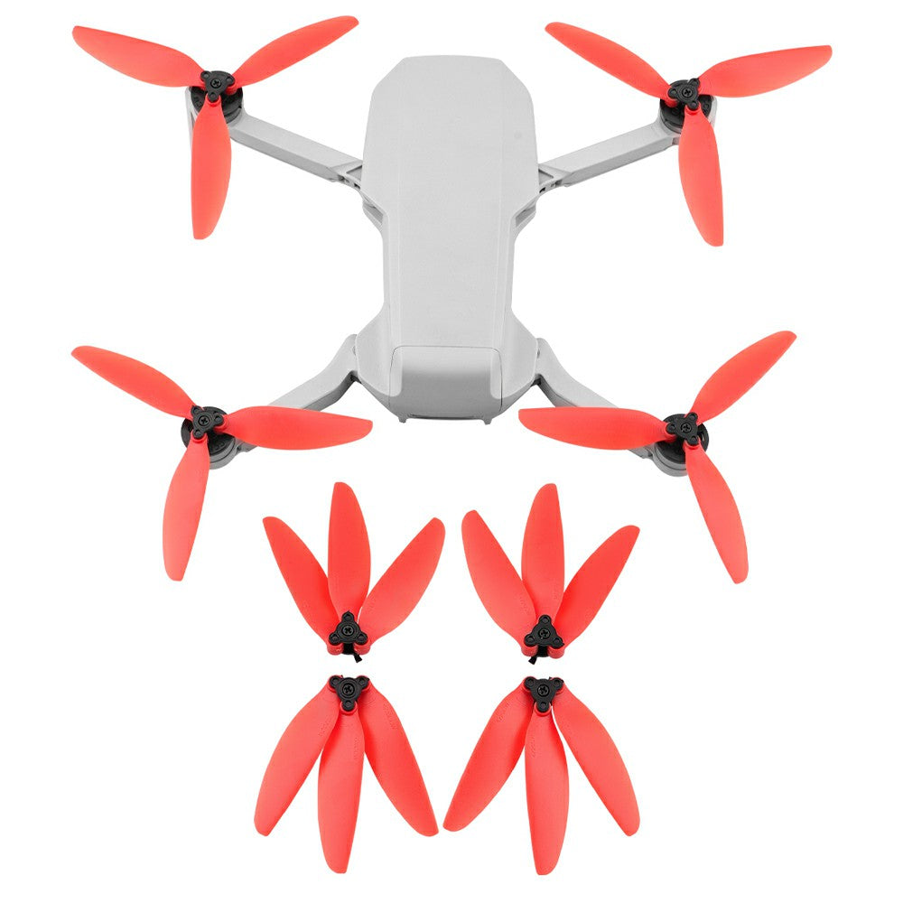 EWB8490 2 Pairs Quick Release Three-blade Propeller Drone Replacement Parts for DJI Mavic Mini/Mini 2 - Red