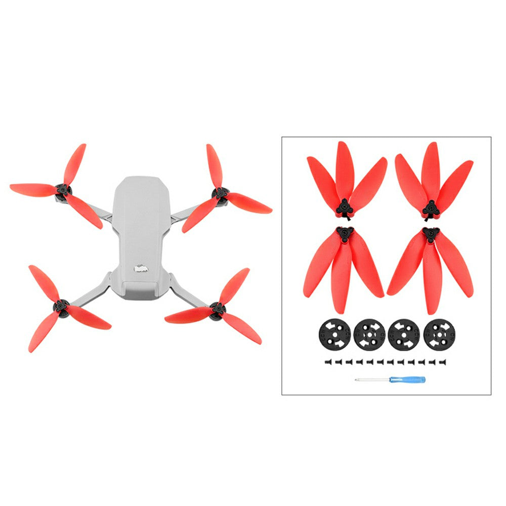 EWB8490 2 Pairs Quick Release Three-blade Propeller Drone Replacement Parts for DJI Mavic Mini/Mini 2 - Red