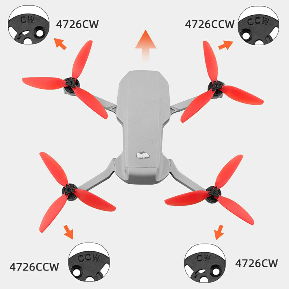 EWB8490 2 Pairs Quick Release Three-blade Propeller Drone Replacement Parts for DJI Mavic Mini/Mini 2 - Red