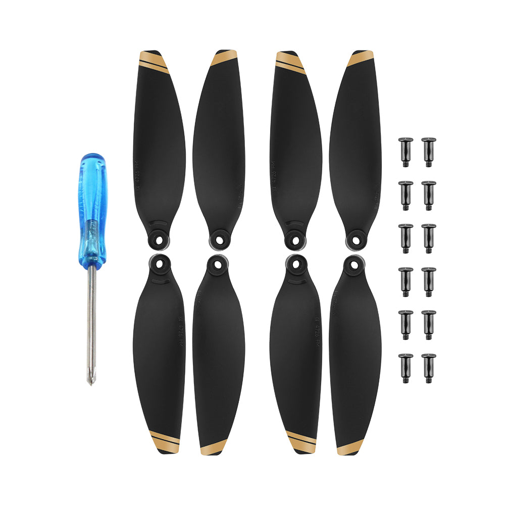 EWB8196_2 EWB8203_2 EWB8204_2 2 Pairs Propellers Replacement Low Noise Blades Props for DJI Mavic Mini 2 - Gold Edge