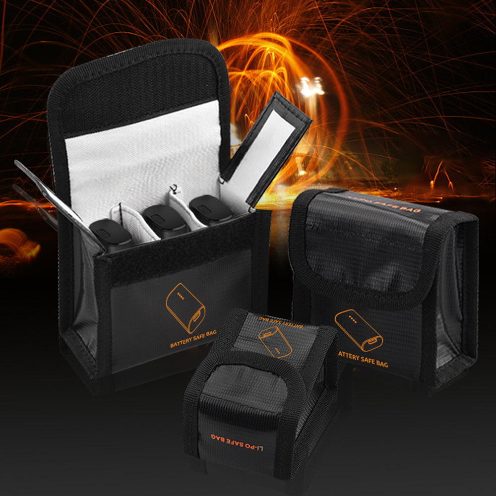EWB8428_2 EWB8429_2 Explosion-Proof Fire Retardant 2 Battery Bag High-Temperature Storage Box for DJI FPV Combo - Silver