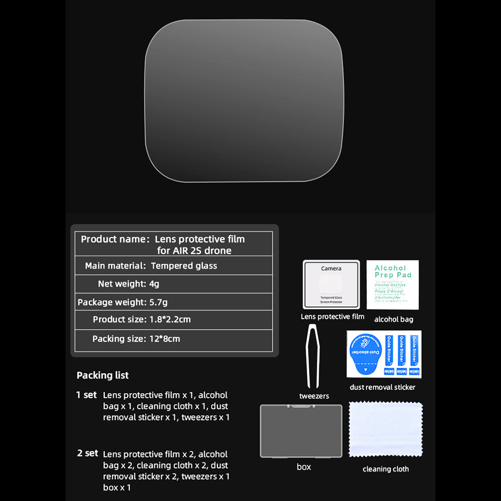 EWB8581_1 Camera Lens Protector 9H Anti-scratch Tempered Glass Film Cover for DJI Mavic Air 2S