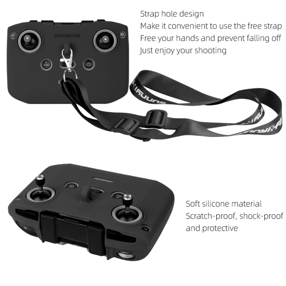 SUNNYLIFE Remote Controller Silicone Cover Protective Sleeve with Strap for DJI Mavic 3/Air 2S/Mavic Air 2/Mini 2 - Army Green