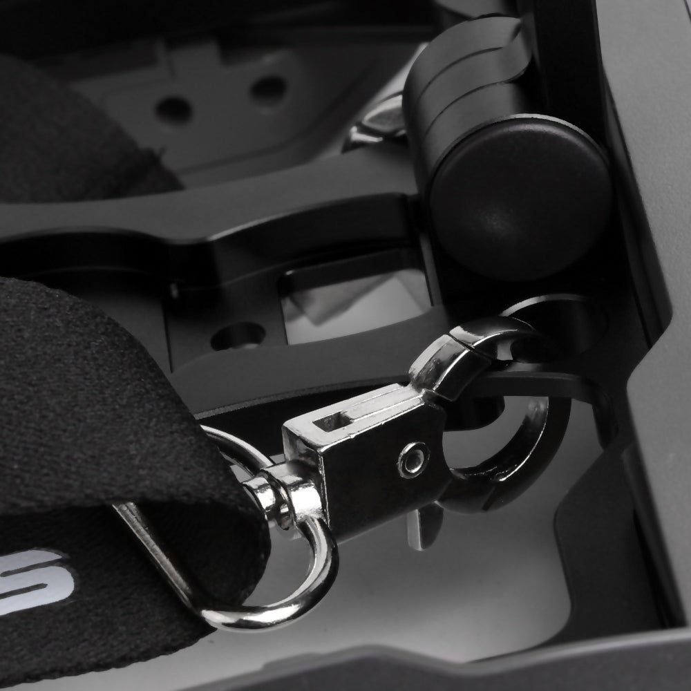 SUNNYLIFE ZJ035 Aluminum Alloy Cell Phone Holder Portable Drone Remote Controller Rack Folding Tablet Stand with Strap for DJI Mavic 3/2/Mini SE/Air 2S - Black