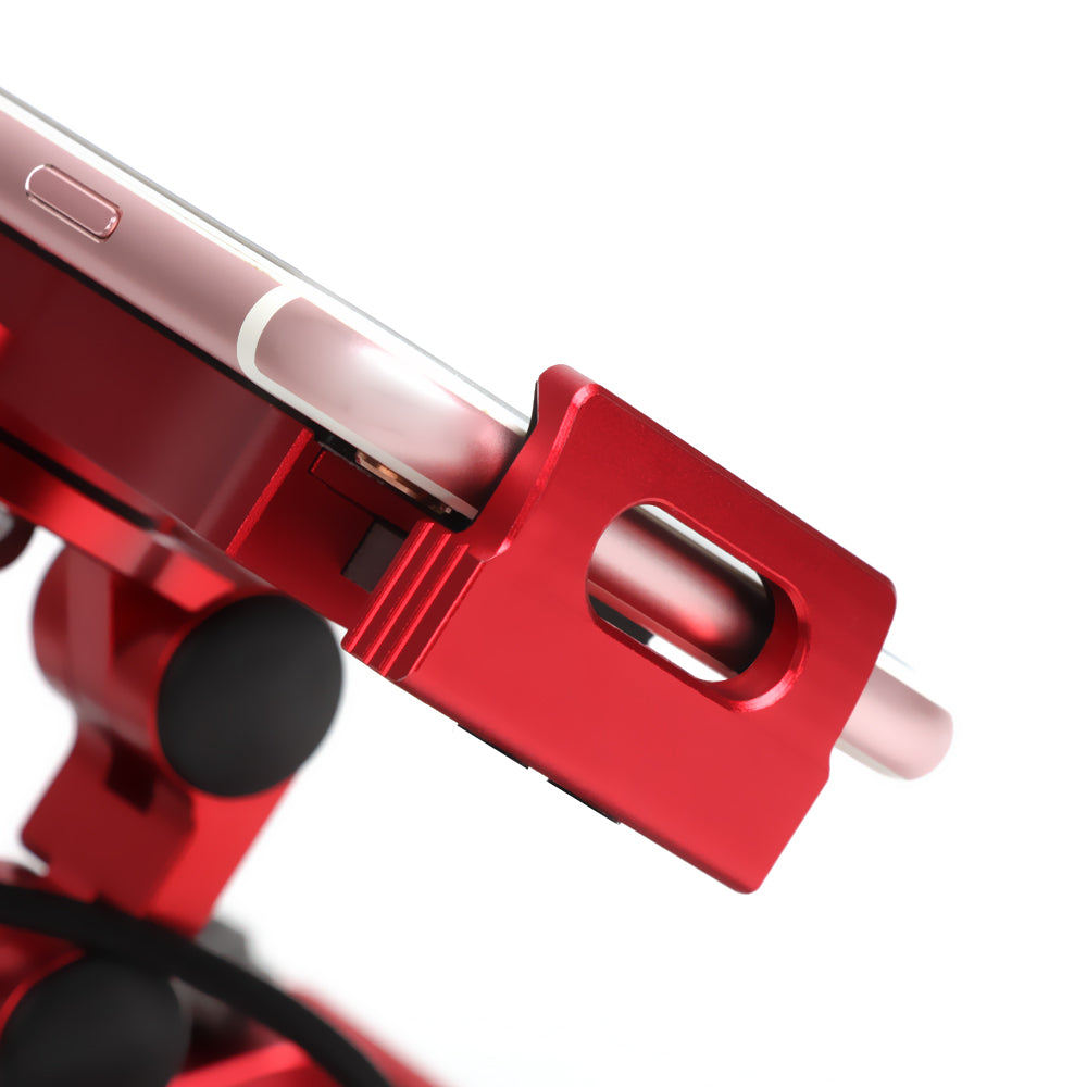 SUNNYLIFE ZJ035 Aluminum Alloy Cell Phone Holder Portable Drone Remote Controller Rack Folding Tablet Stand with Strap for DJI Mavic 3/2/Mini SE/Air 2S - Red