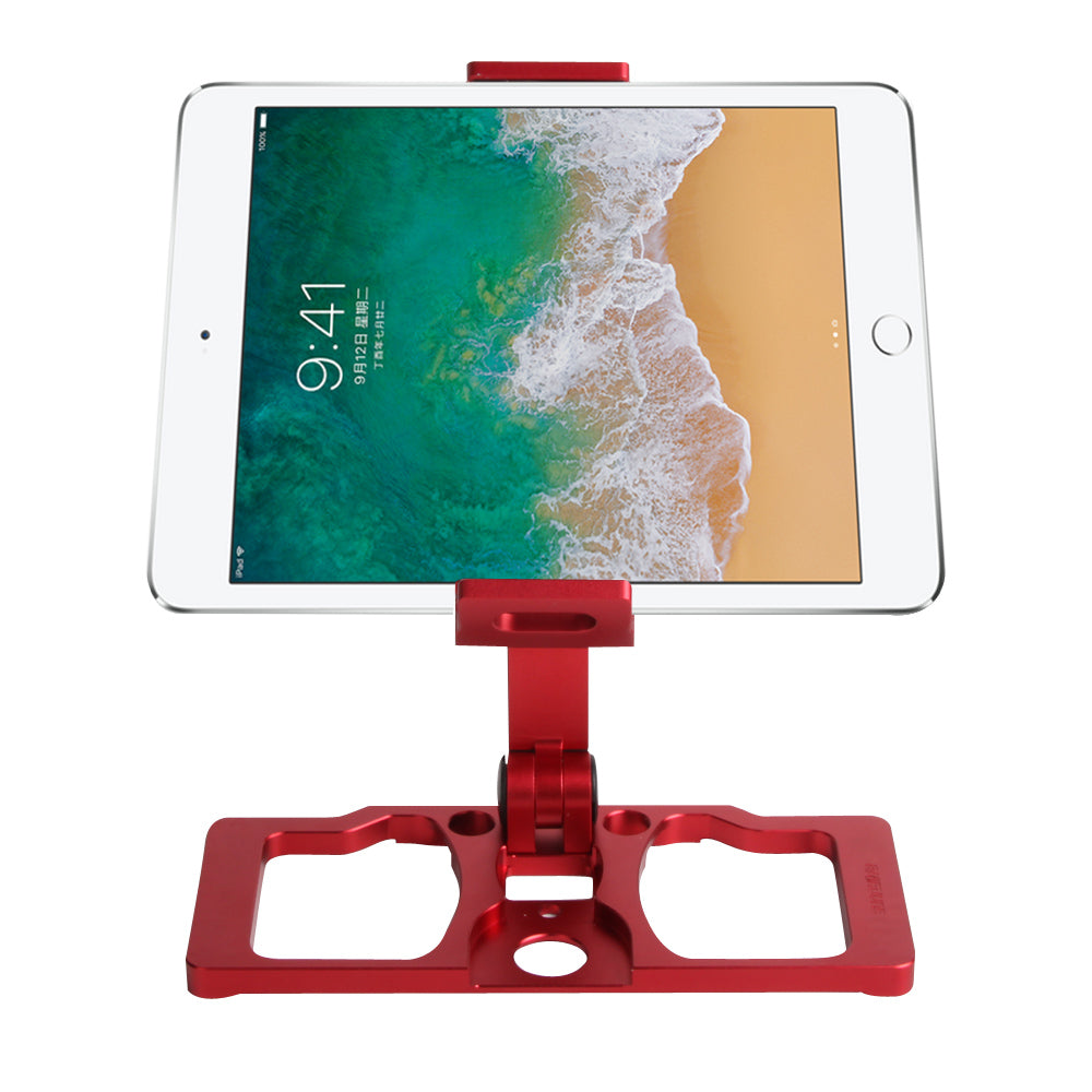 SUNNYLIFE ZJ035 Aluminum Alloy Cell Phone Holder Portable Drone Remote Controller Rack Folding Tablet Stand with Strap for DJI Mavic 3/2/Mini SE/Air 2S - Red