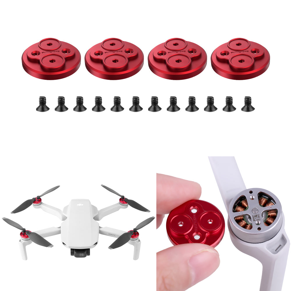 SUNNYLIFE Q9265 4Pcs/Set Motor Cover Aluminum Alloy Motor Cap Dust Cover Protector for DJI Mini SE/Mini 2/Mavic Mini - Red