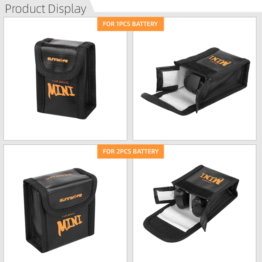 SUNNYLIFE DC294 Explosion-Proof Battery Safe Bag Fireproof Batteries Protective Storage Case for DJI Mini SE/2/Mavic Mini (1Pc Battery Version)