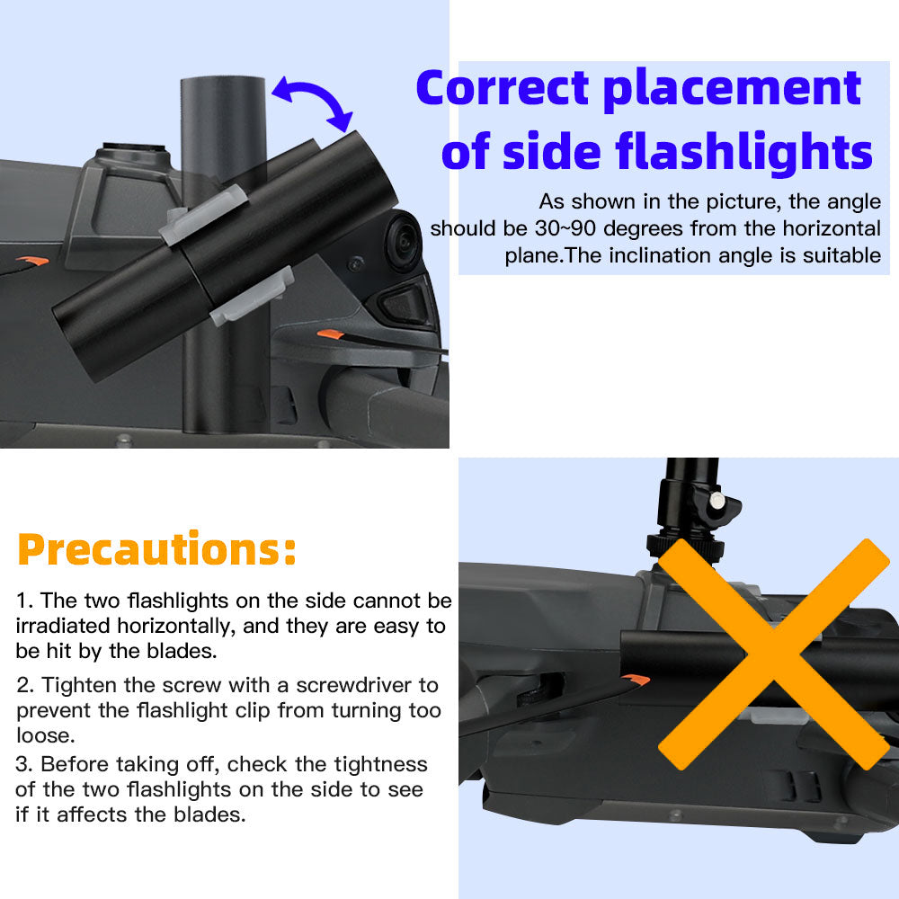 RCSTQ For DJI Mavic 3 Zoomable Flashlight with Fixture Drone Night Flight Searchlight, 2 Lights