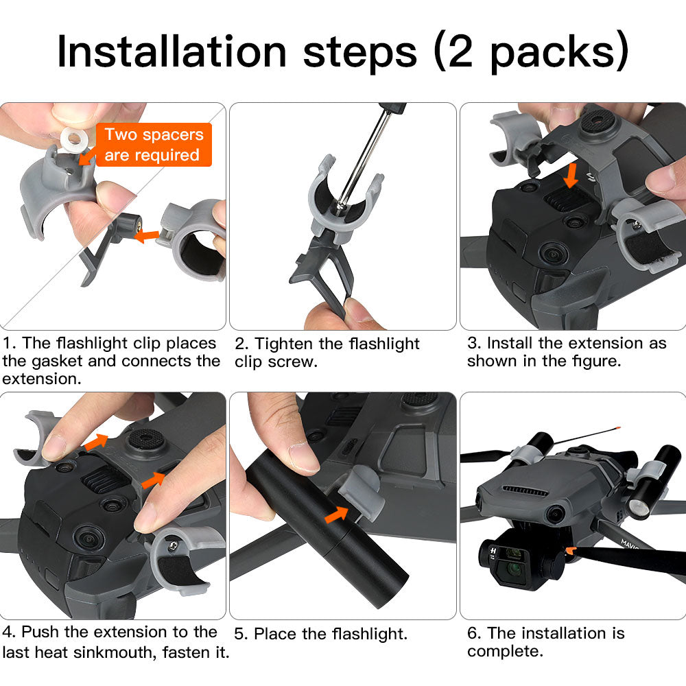 RCSTQ For DJI Mavic 3 Zoomable Flashlight with Fixture Drone Night Flight Searchlight, 2 Lights