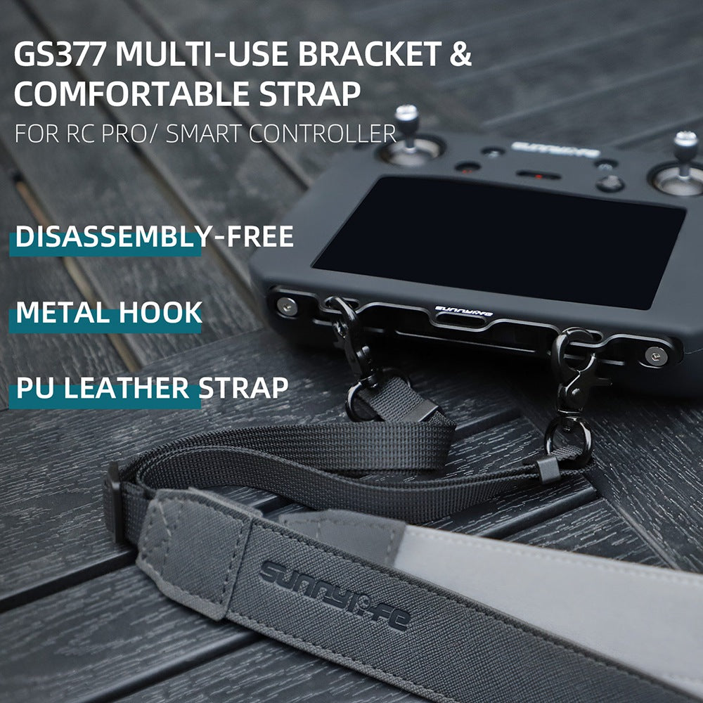 SUNNYLIFE GS377 Multi-use Bracket Comfortable Shoulder Lanyard for RC Pro/Smart Controller Accessories with Metal Hook + PU Leather Strap