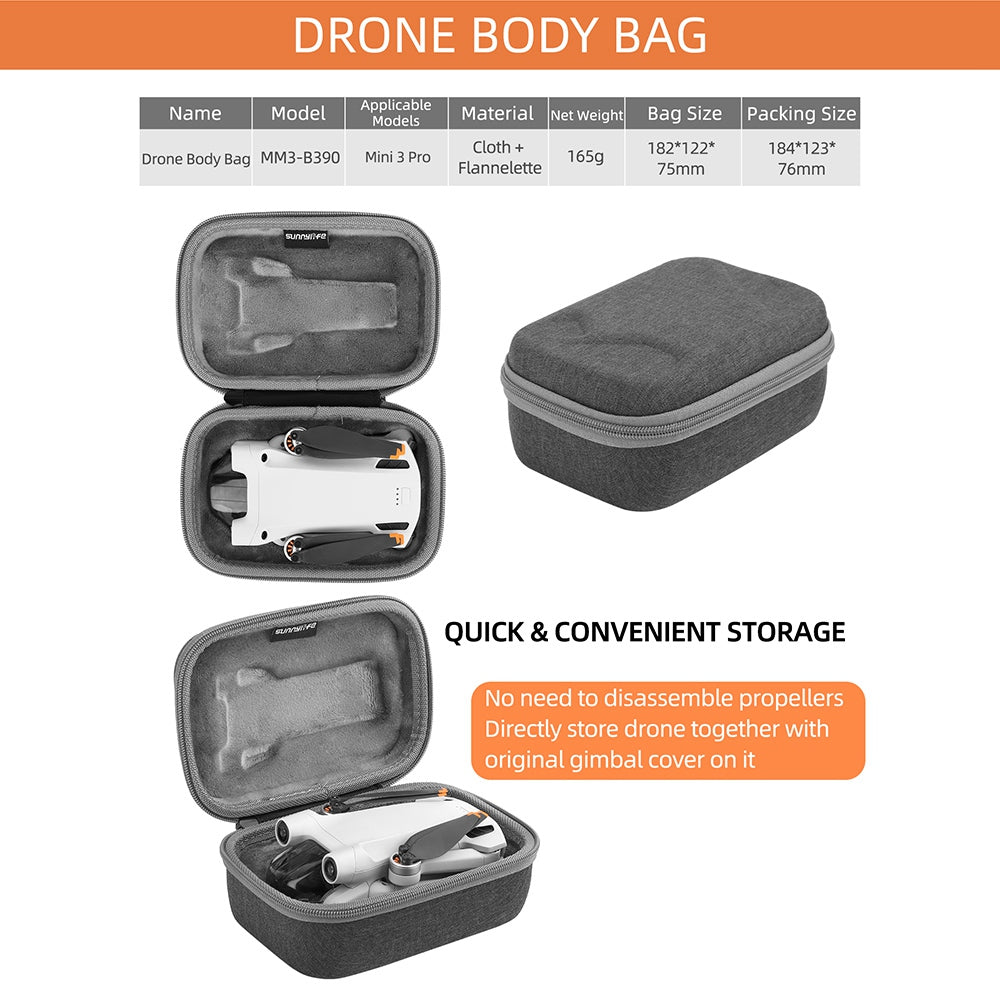 SUNNYLIFE MM3-B390 Storage Case for DJI Mini 3 Pro Drone Body Protective Storage Bag Hard RC Protection Box