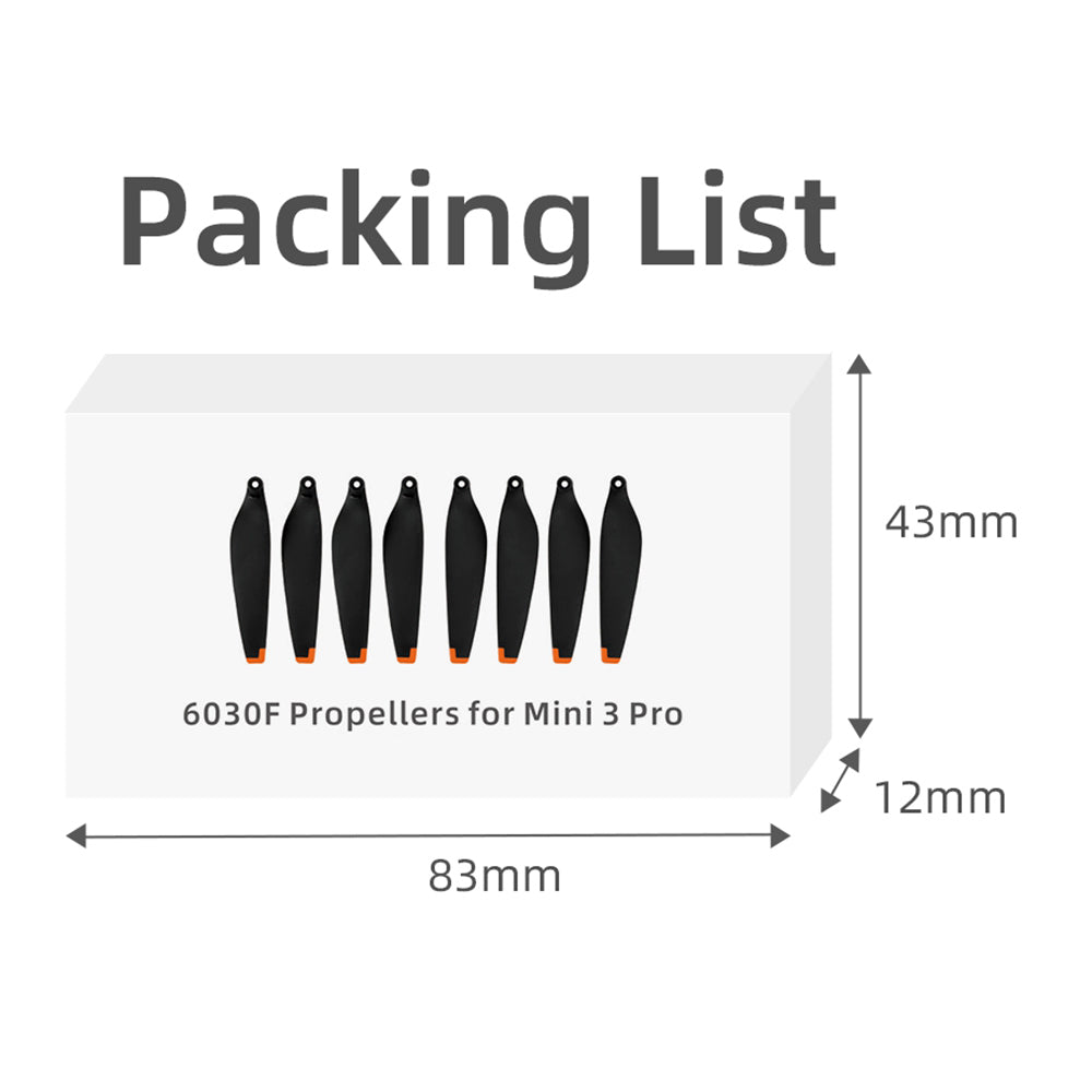 6030F For DJI Mini 3 Pro 8Pcs Plastic Drone Propellers Blades Replacement Accessories - Black/Silver