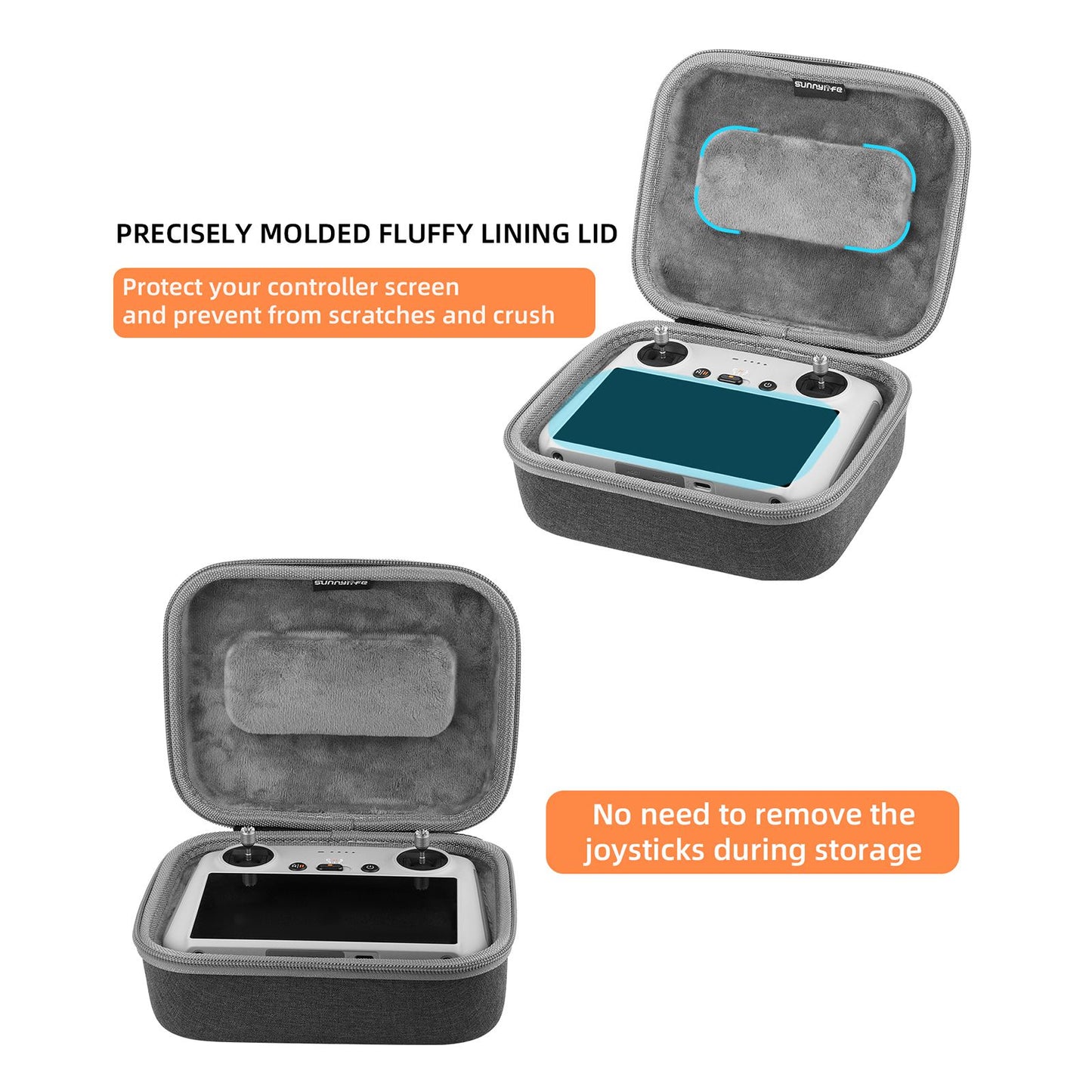 SUNNYLIFE MM3-B391 For DJI RC Remote Controller Portable Shockproof Carrying Case Zipper Storage Bag