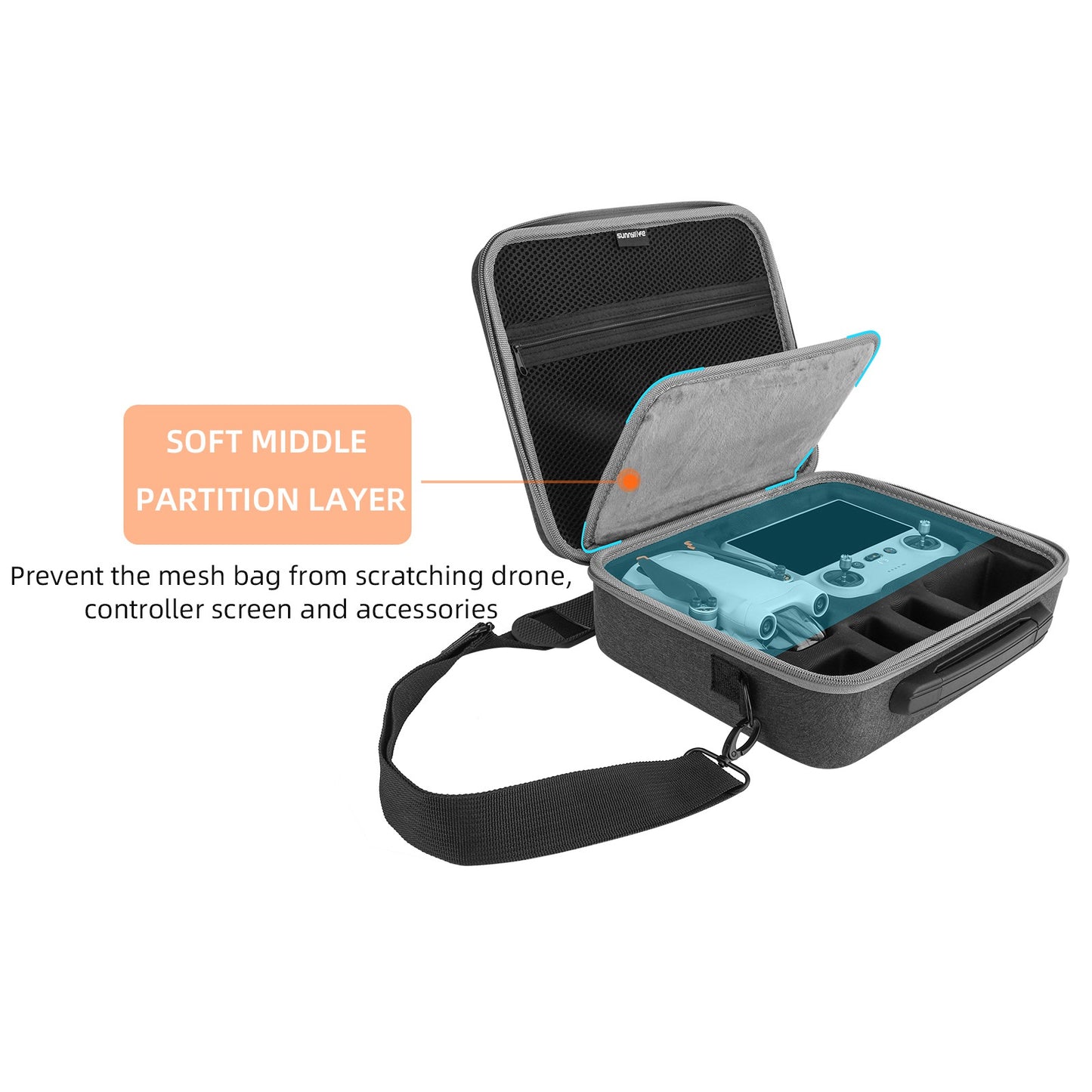 SUNNYLIFE MM3-B392 For DJI Mini 3 Pro Carrying Case Drone and Remote Control Battery Accessories Shockproof Storage Bag