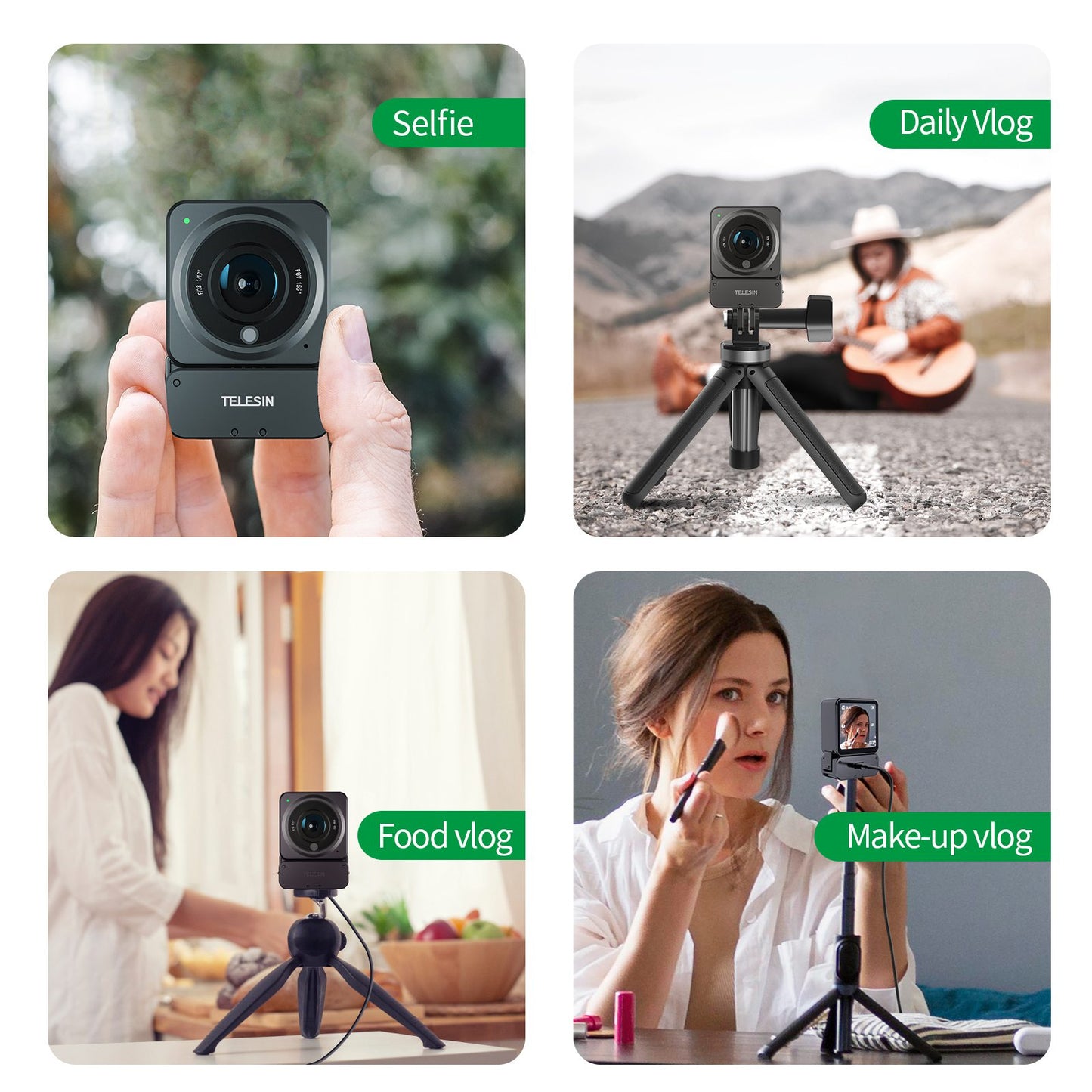 Uniqkart OA-TPM-T01 Magnetic Dual Port Charging Mount for DJI Action 2 Charging Base Portable Charging Stand with 1/4 Adapter