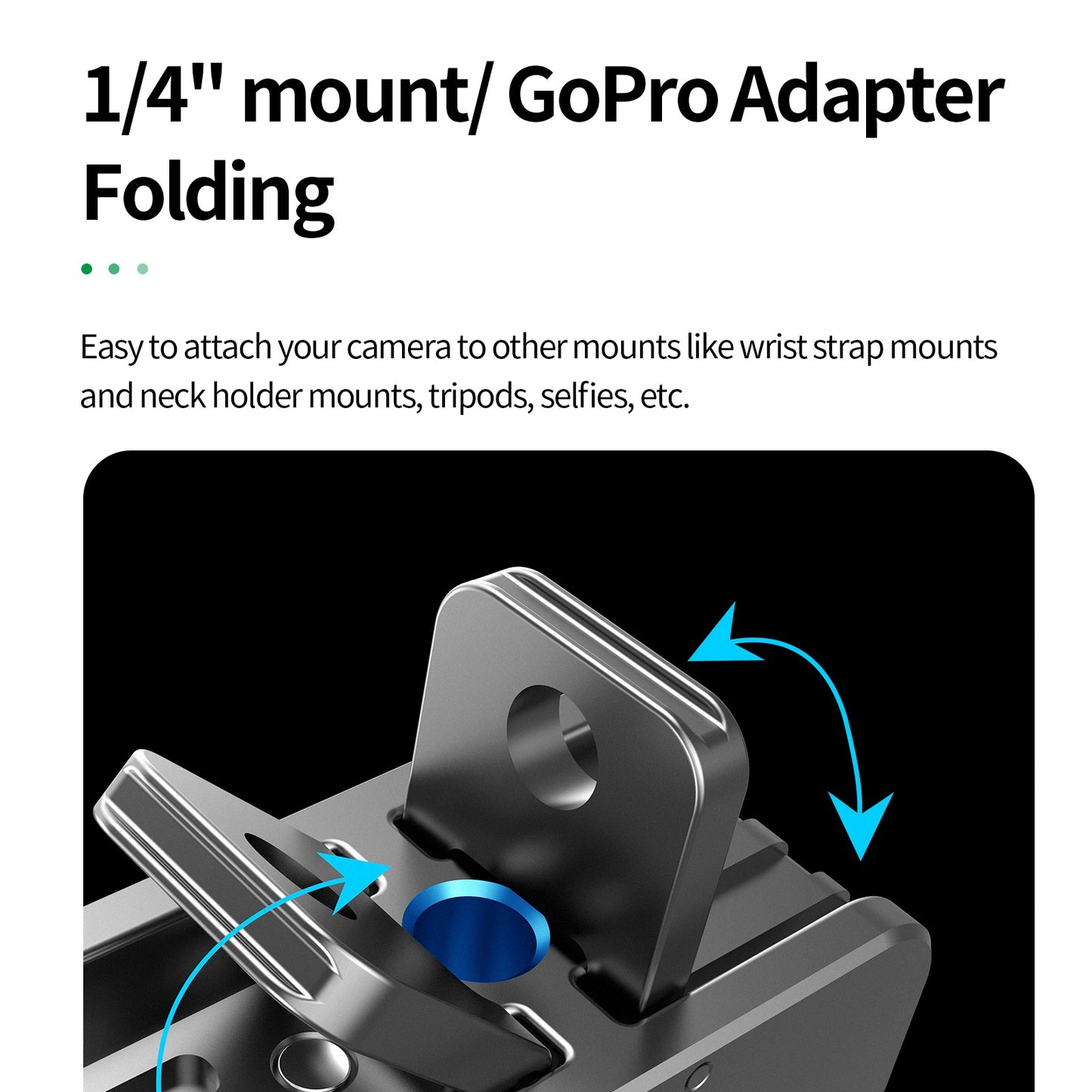 Uniqkart OA-TPM-T01 Magnetic Dual Port Charging Mount for DJI Action 2 Charging Base Portable Charging Stand with 1/4 Adapter