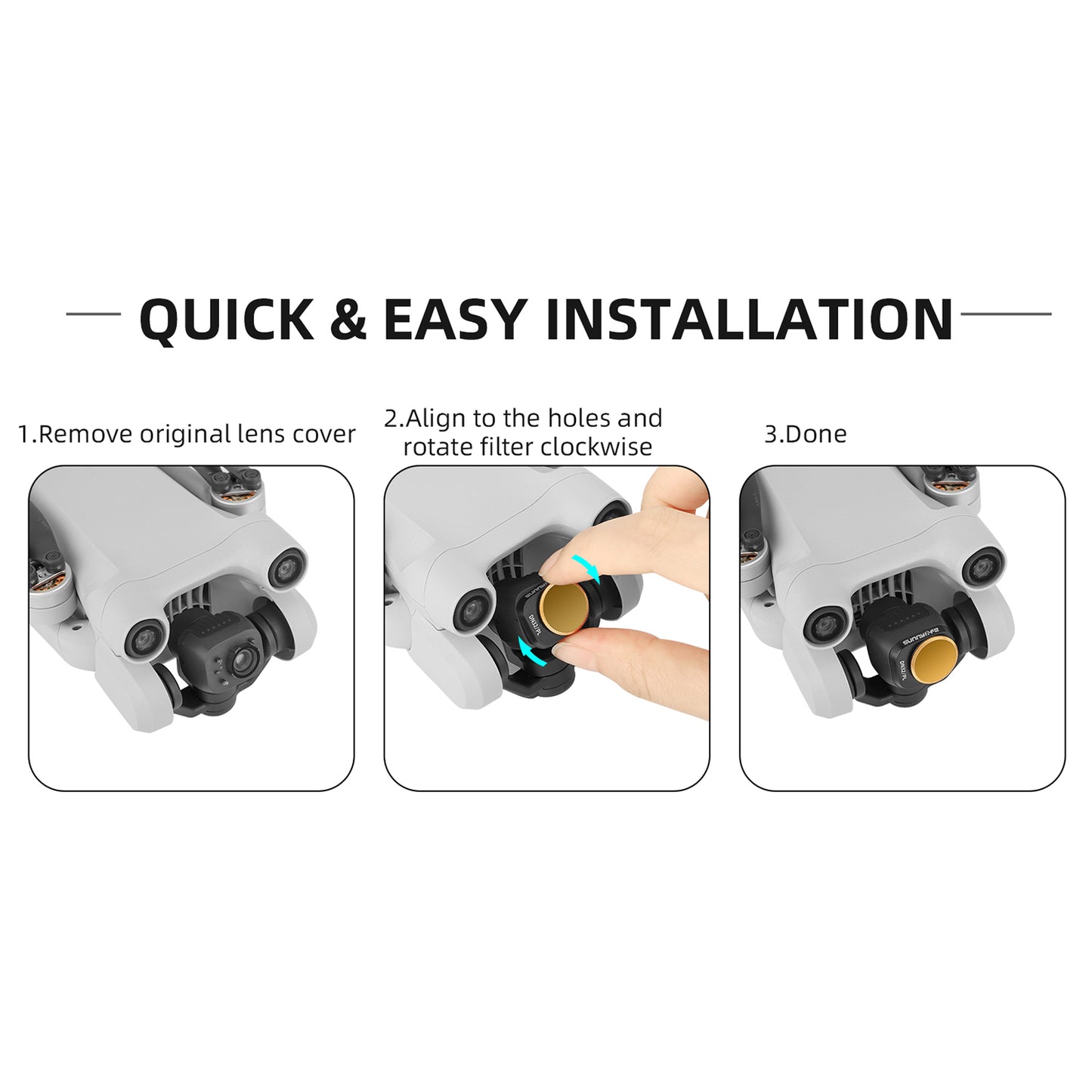 Uniqkart MM3-FI413 For DJI Mini 3 Pro ND/PL Adjustable Lens Filter Drone Camera Accessories - ND8/PL